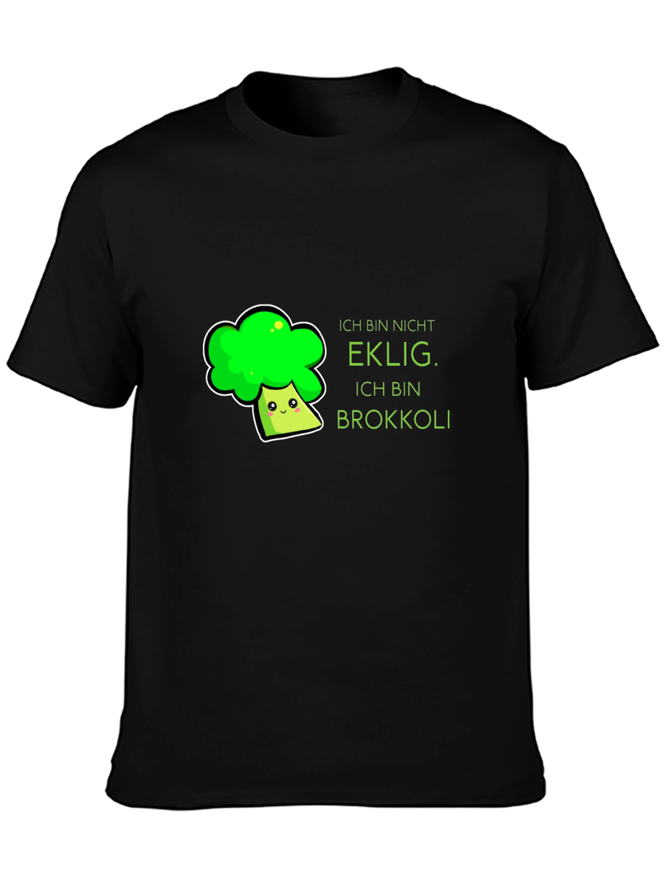 Black Funny Broccoli T-Shirt - "I am not disgusting" view 3