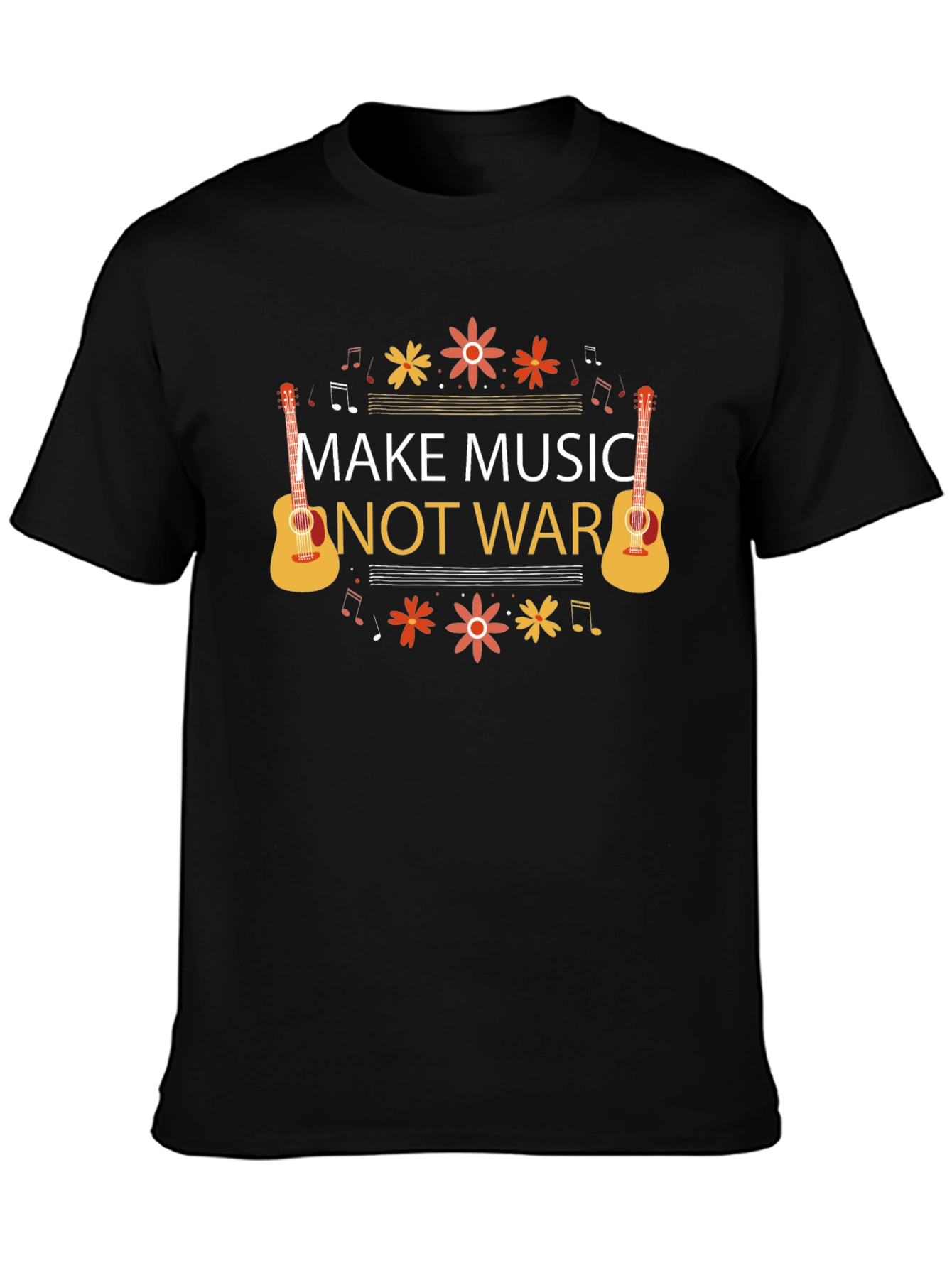 Black Make Music Not War Graphic Tee view 3