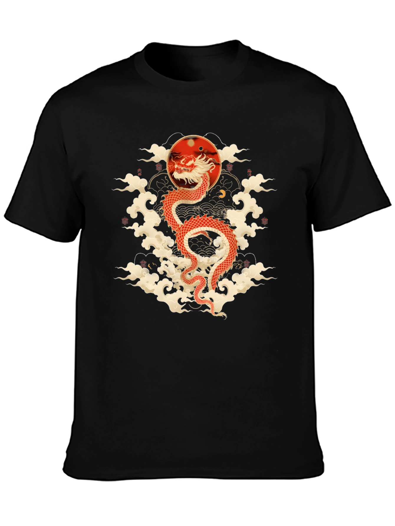Black Dragon T-Shirt: Red Dragon, Asian Style view 3