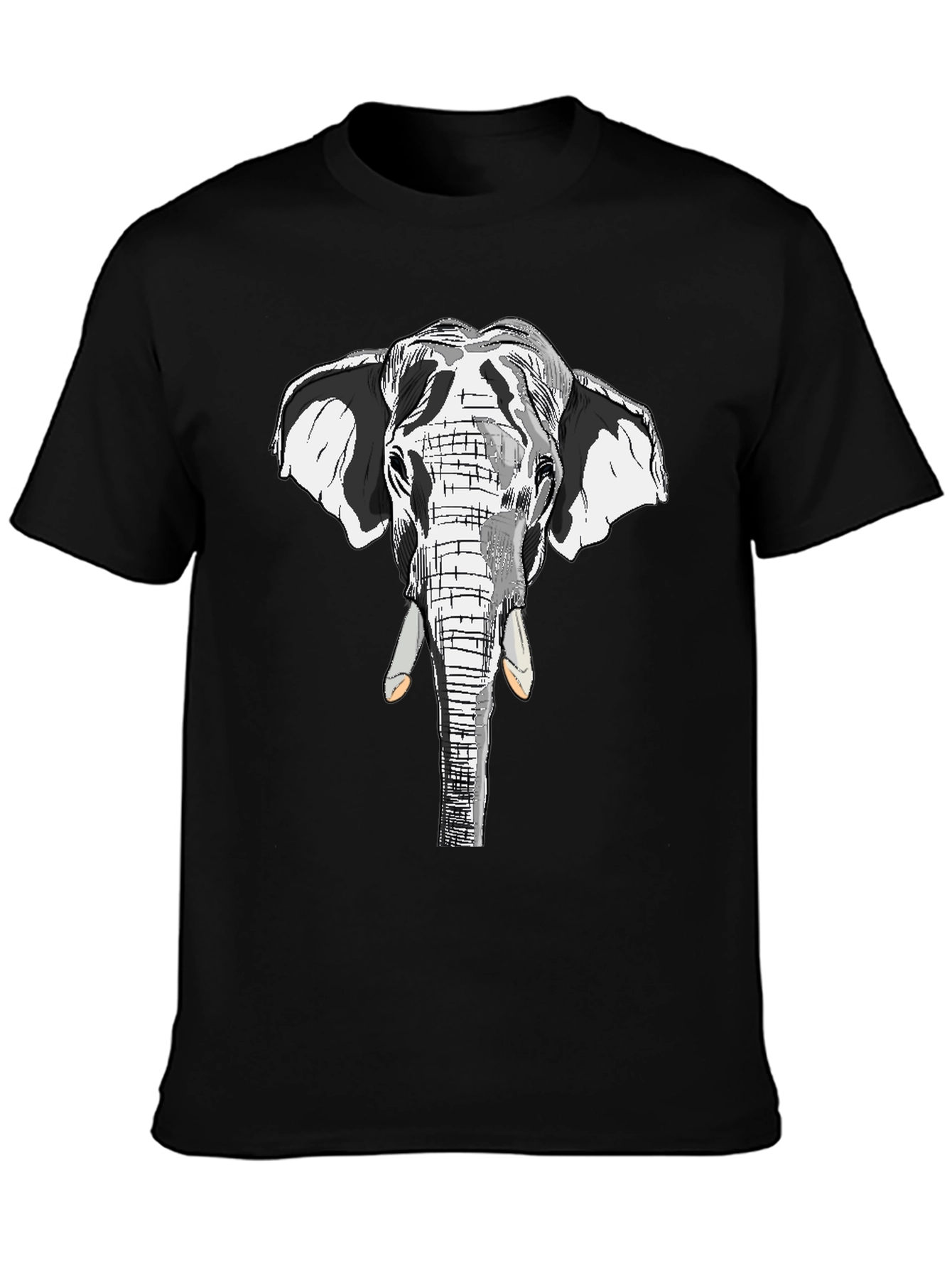 Black Elephant Graphic Print Black Cotton Tee view 3