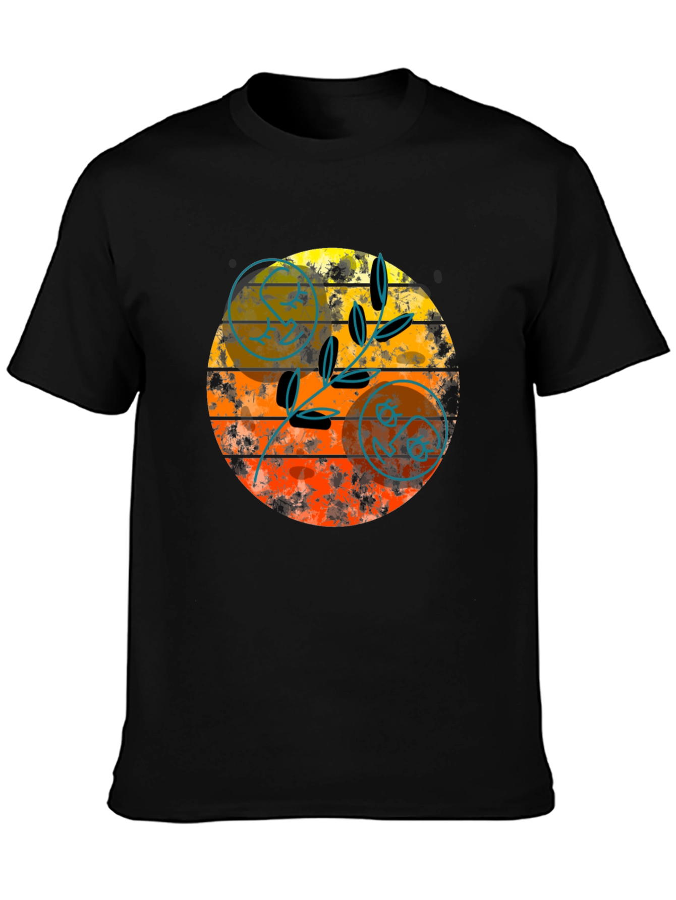 Black Retro Sunset Graphic Tee - Stylish Black T-Shirt view 3