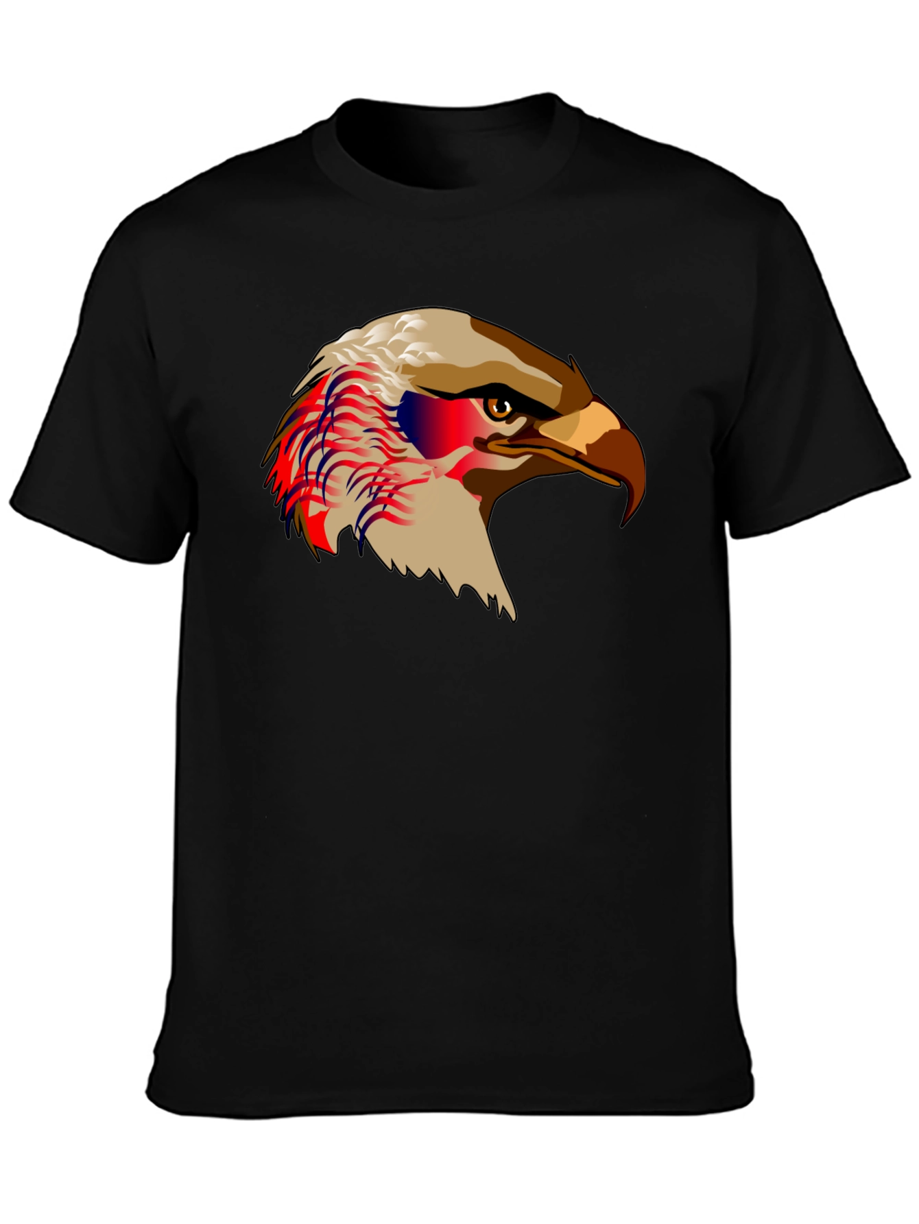 Black Bald Eagle Graphic Print Black T-Shirt view 3