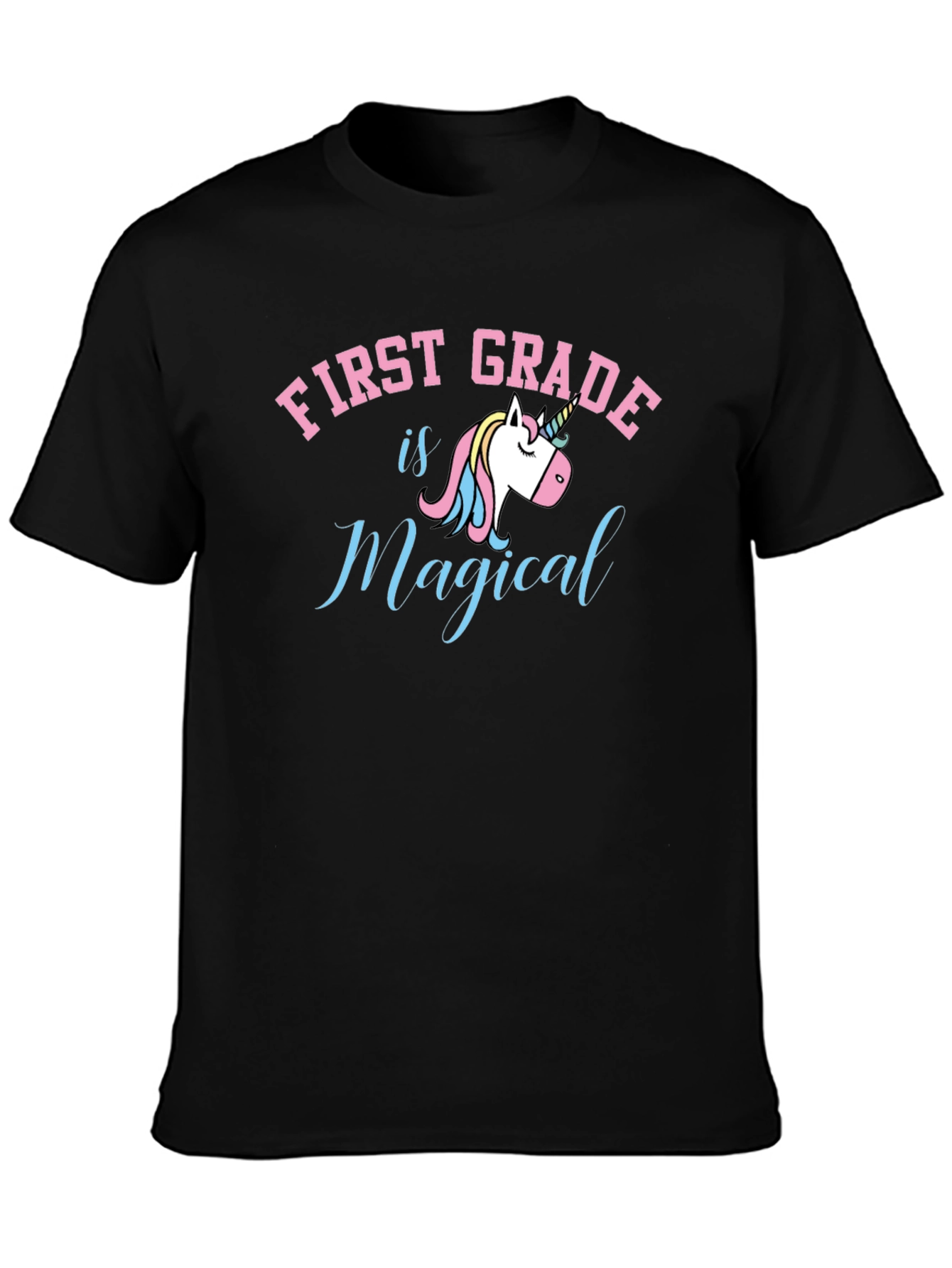 Black First Grade is Magical T-Shirt view 3