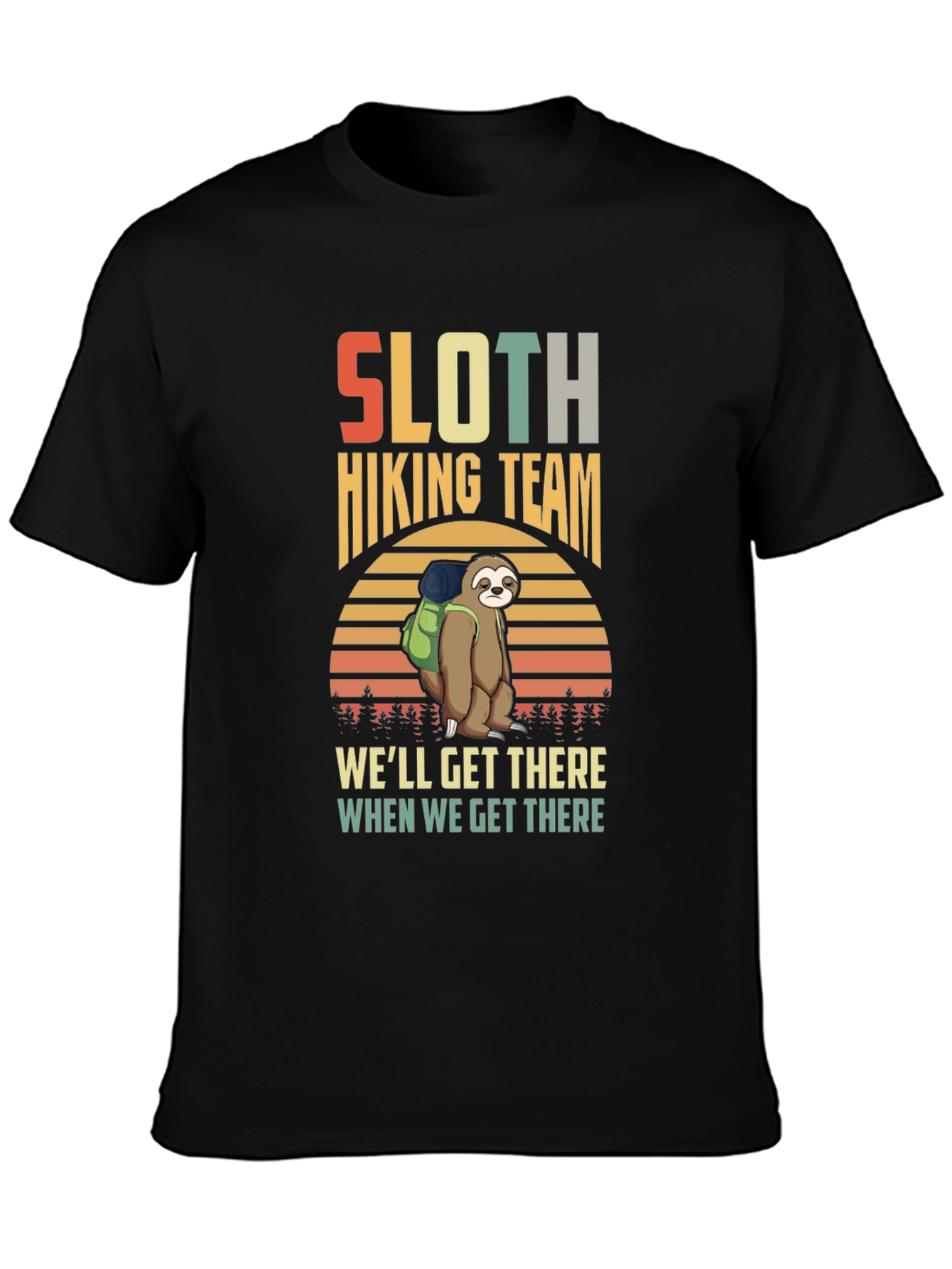 Black Sloth Hiking Team Graphic T-Shirt view 3