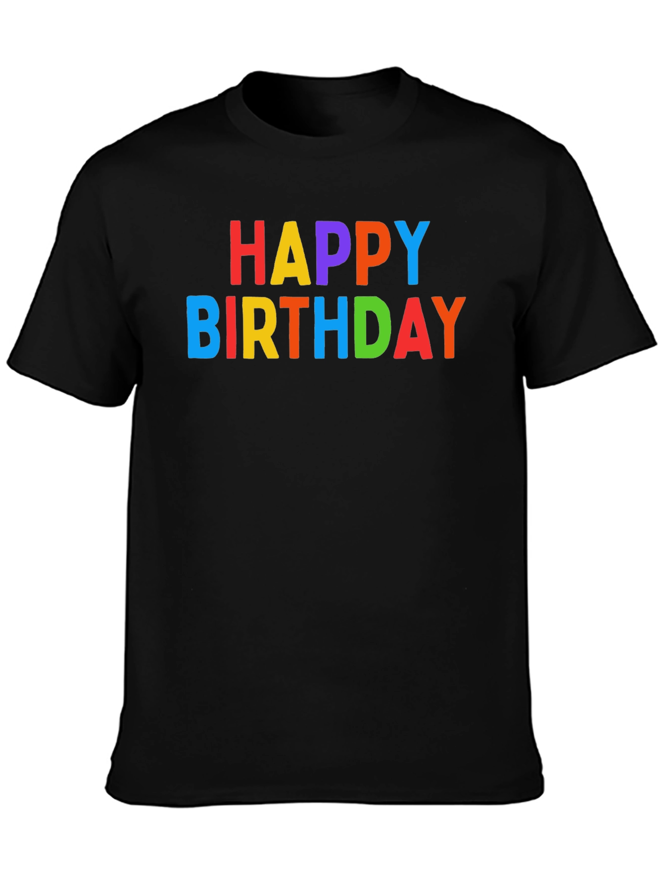 Black Happy Birthday Colorful Graphic Tee - Black view 3