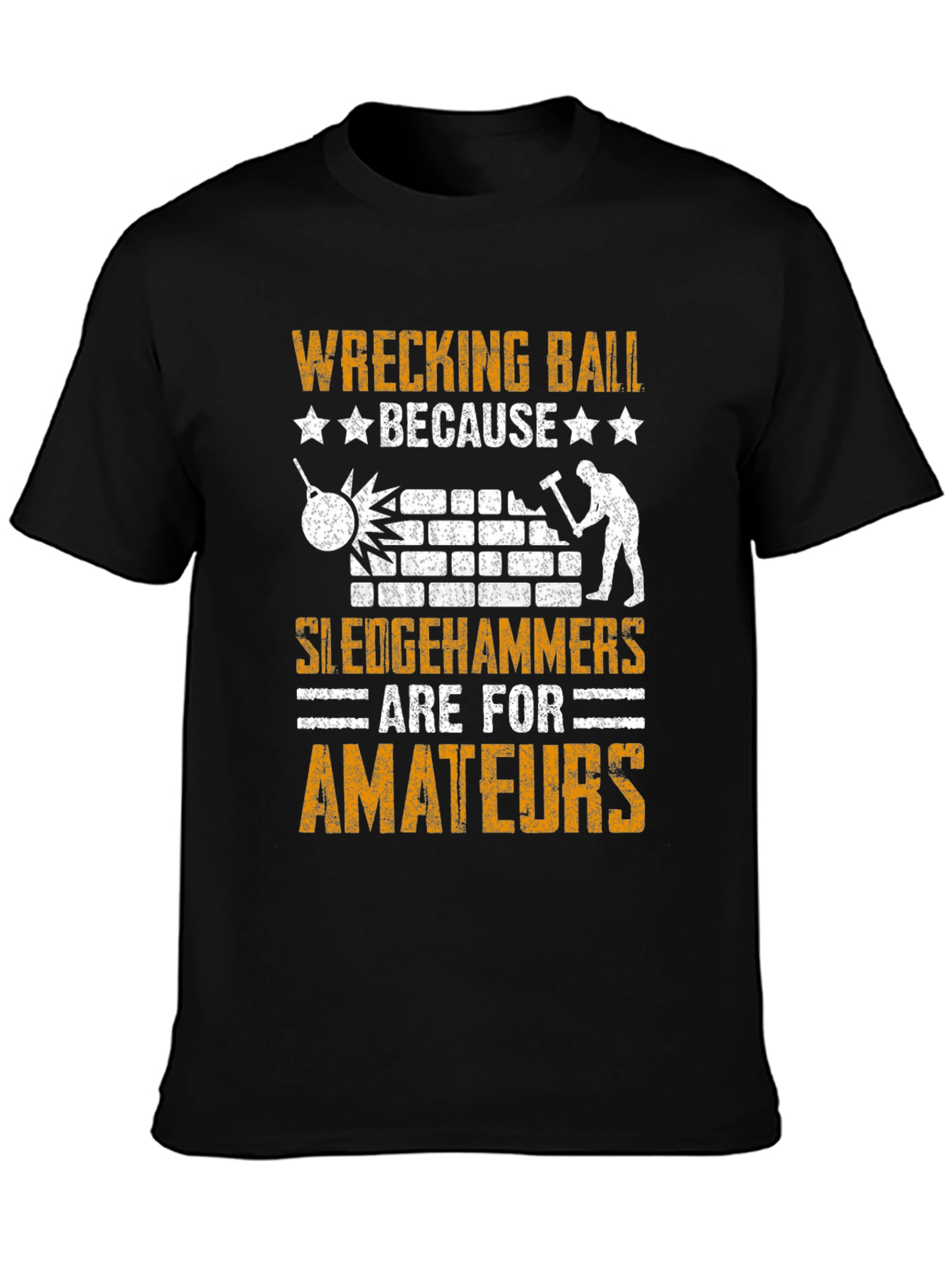 Black Wrecking Ball T-Shirt: Demolition Humor view 3