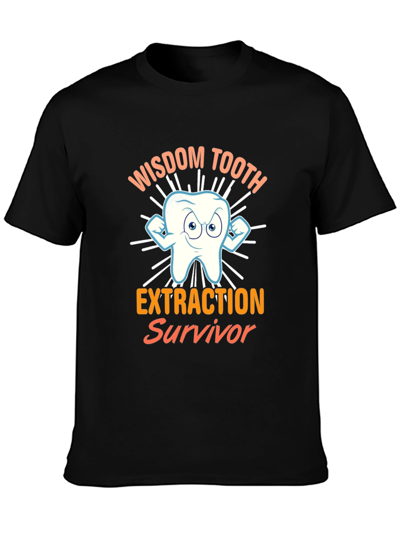 Black Wisdom Tooth Extraction Survivor T-Shirt Funny Dental Tee view 3