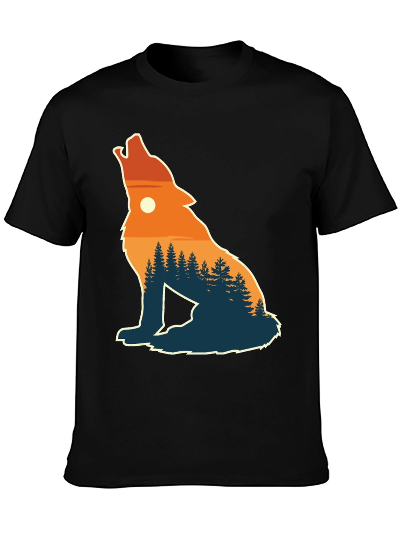 Black Wolf Silhouette Nature T-Shirt view 3