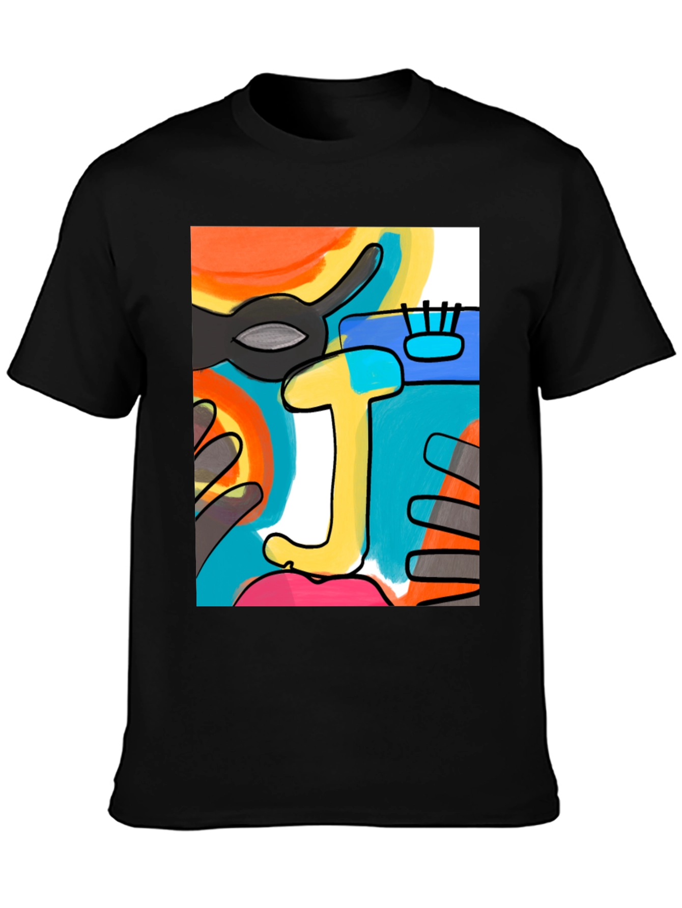 Black Abstract Art Graphic Tee view 3