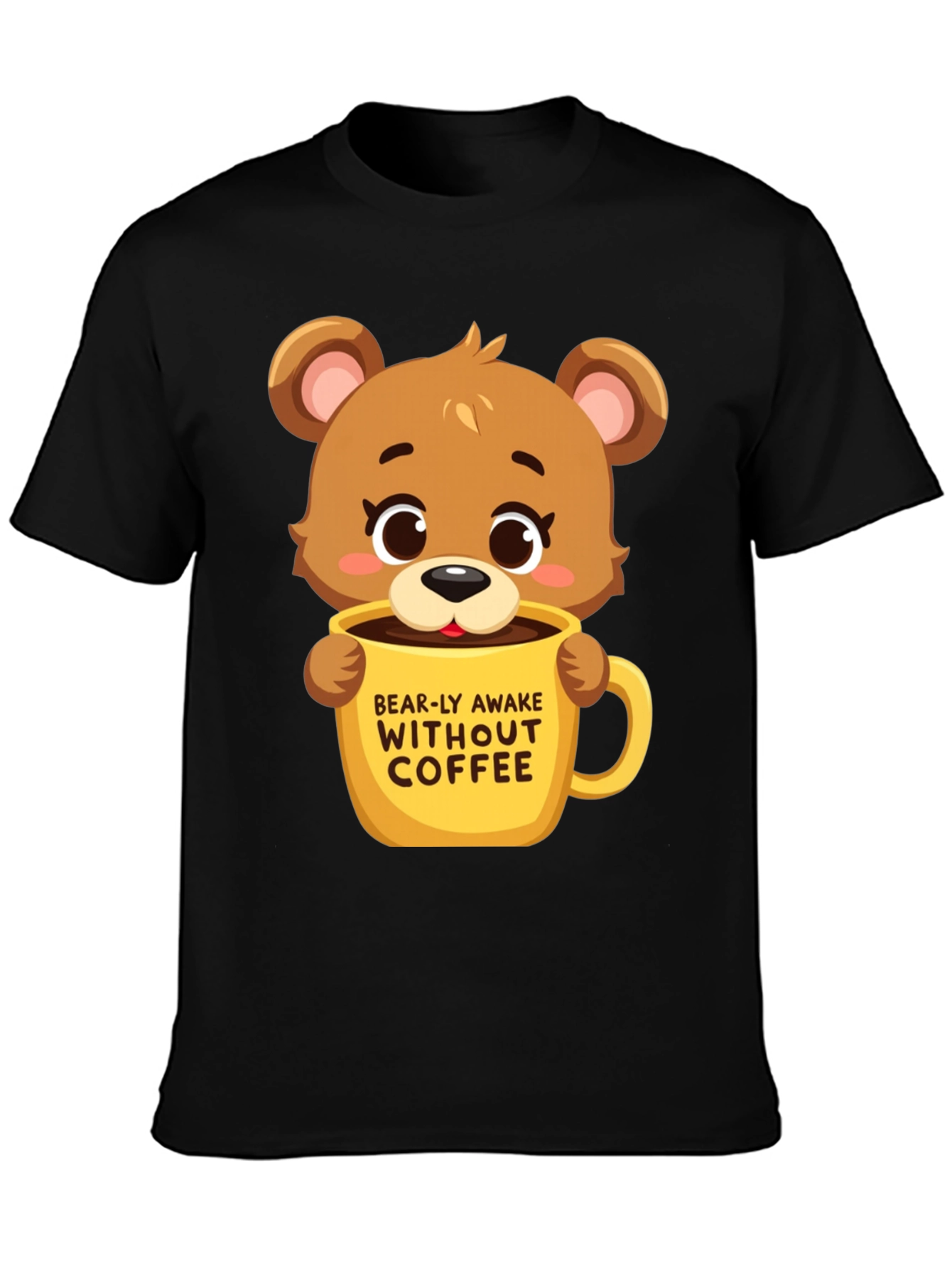 Black Bearly Awake Coffee T-Shirt view 3
