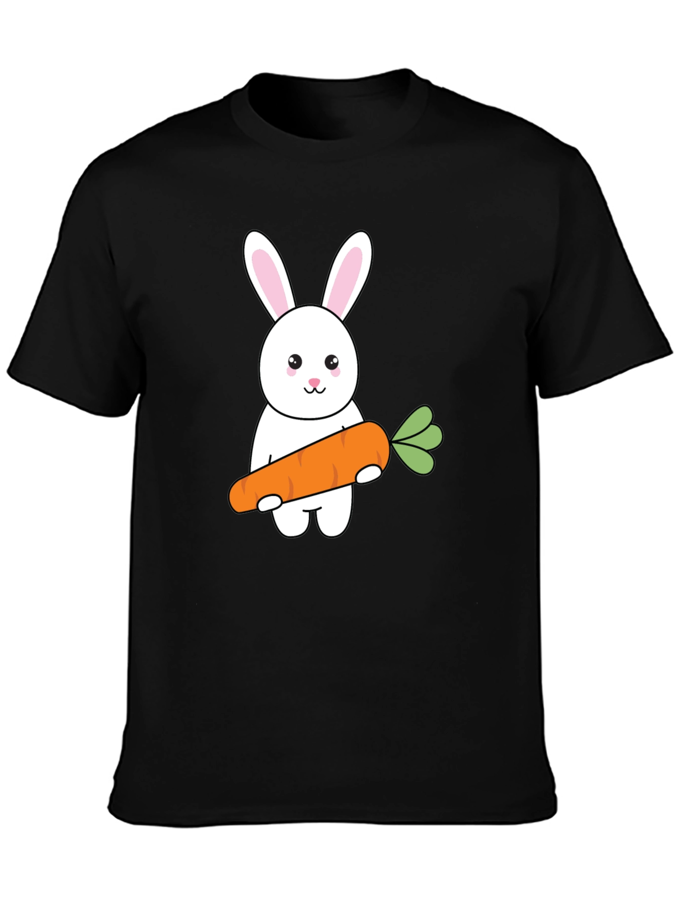 Black Bunny & Carrot Graphic Tee - Black Cotton T-Shirt view 3