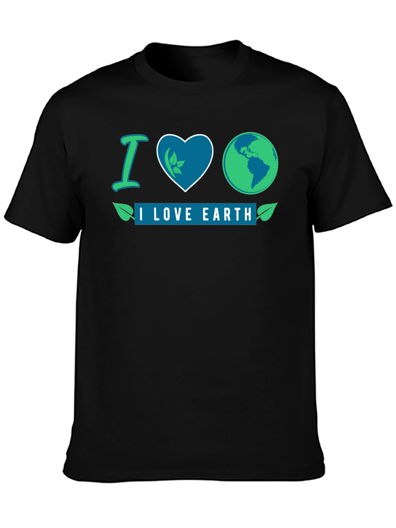 Black I Love Earth Black Graphic T-Shirt view 3