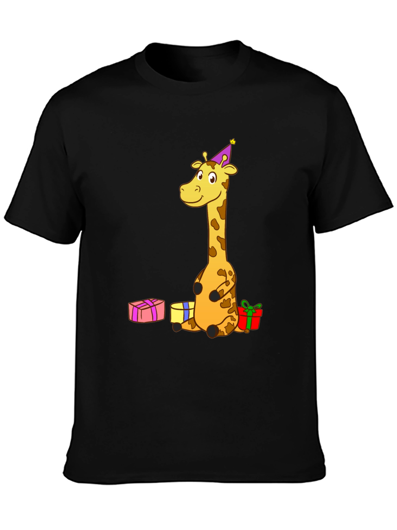 Black Giraffe Birthday T-Shirt - Fun Cartoon Tee view 3