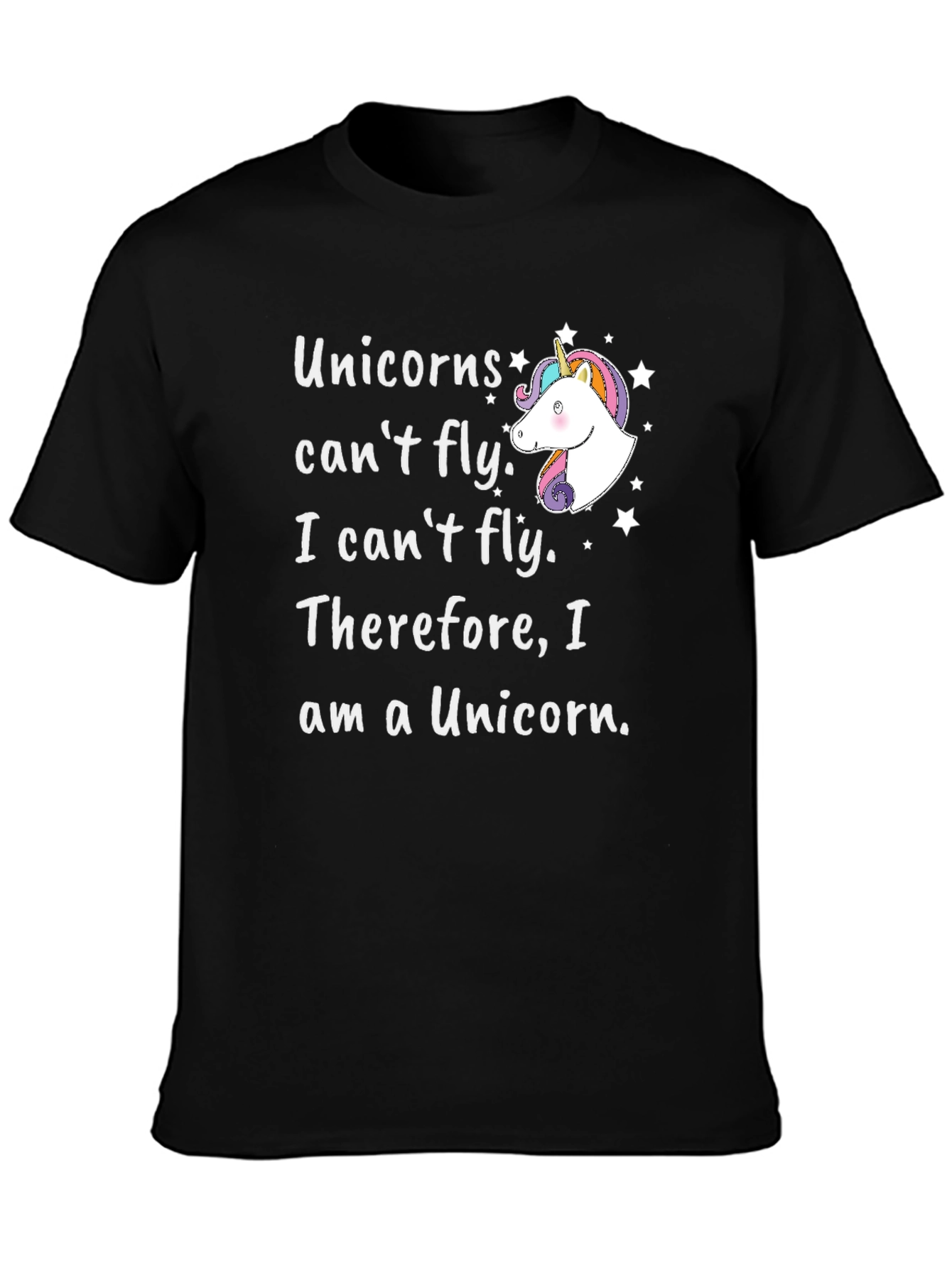 Black Unicorns Can't Fly Graphic T-Shirt view 3