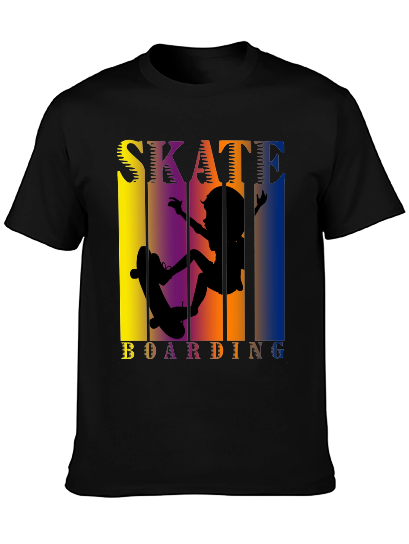 Black Skateboarding Graphic Tee - Cool Skater Design view 3