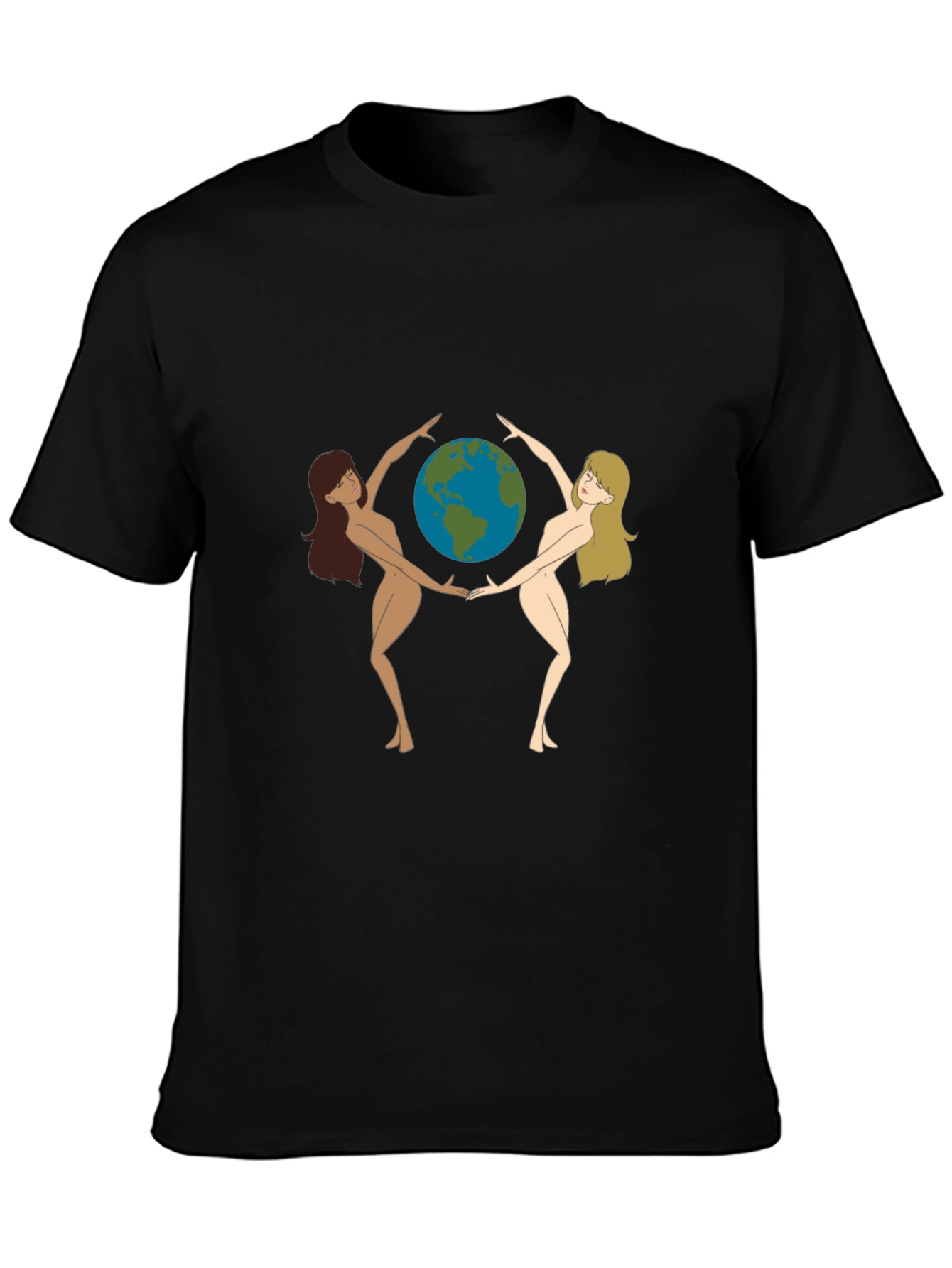 Black Unique Women Earth Graphic Black T-Shirt view 3