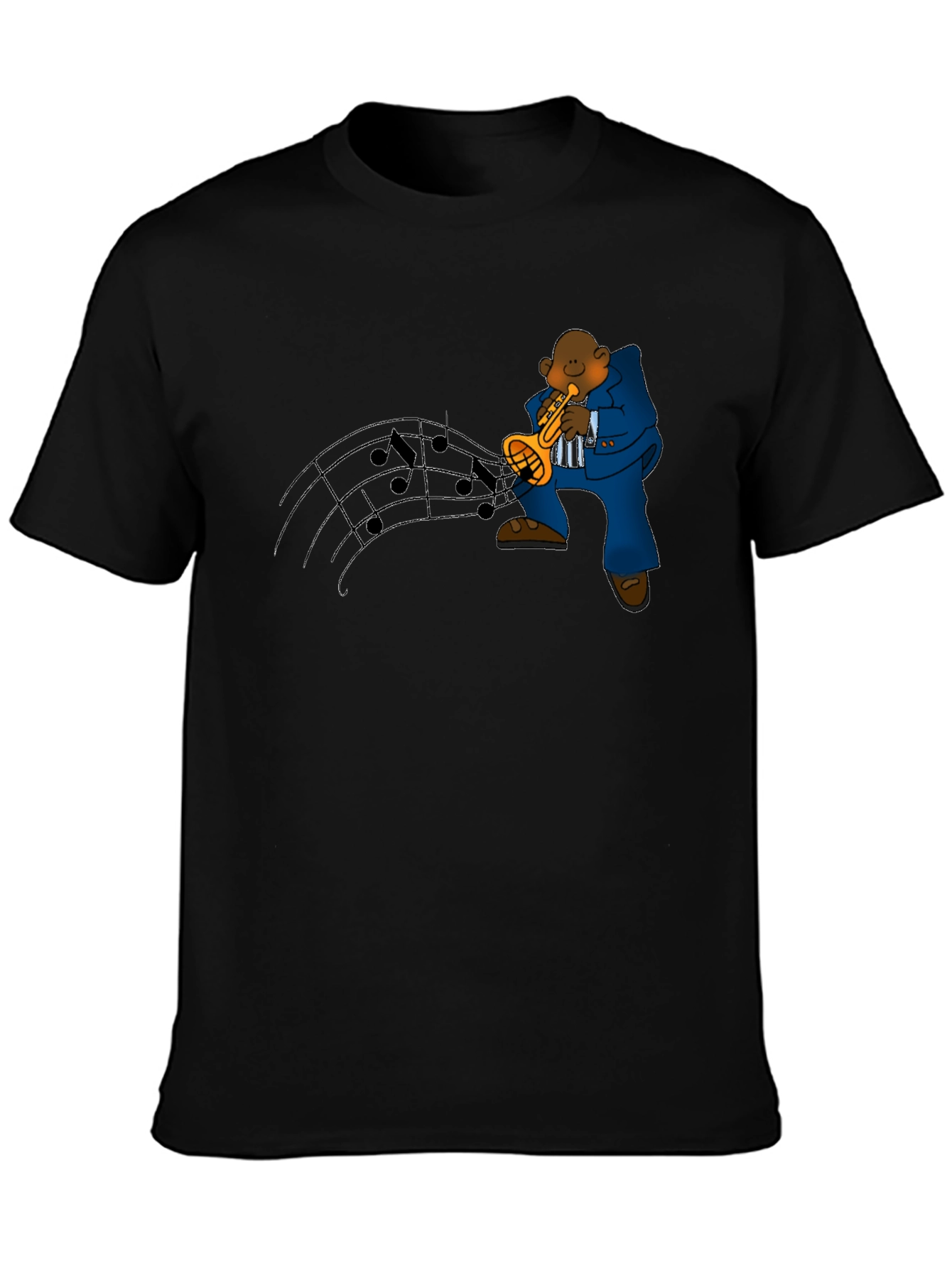 Black Jazz Trumpet Player Graphic Tee - Black view 3