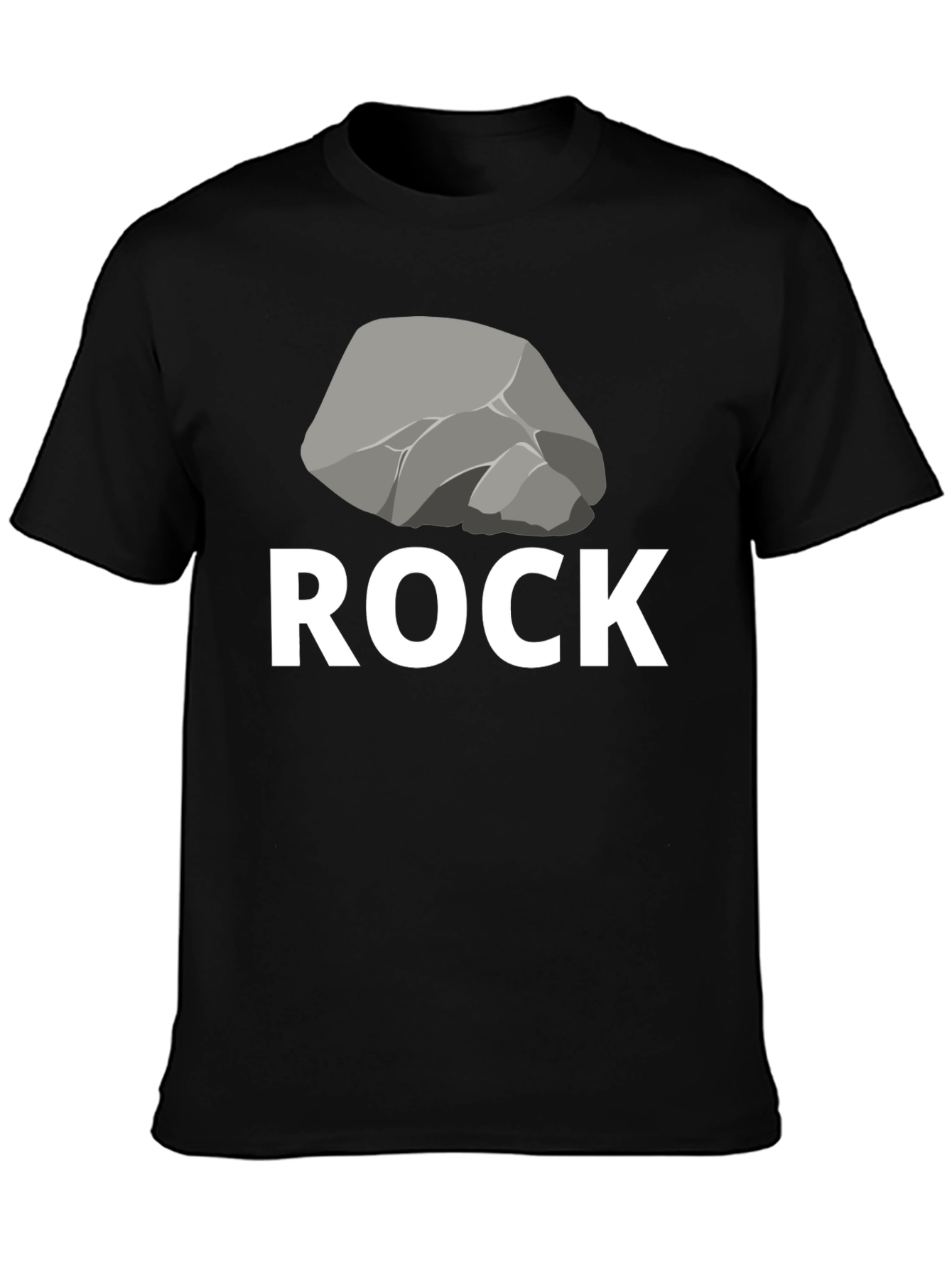 Black Humorous "Rock" Graphic Tee - Black Cotton Blend view 3