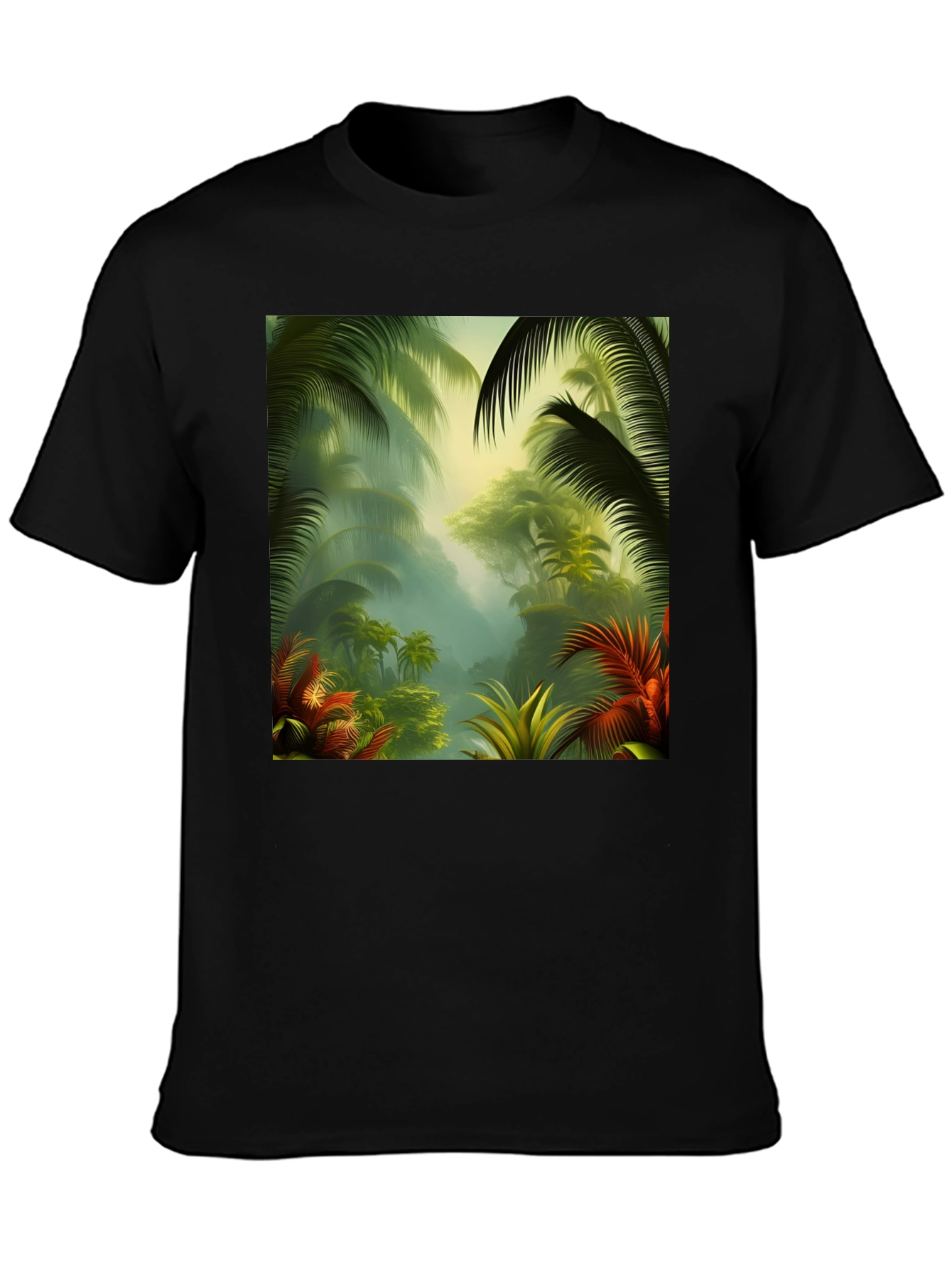 Black Tropical Jungle T-Shirt view 3