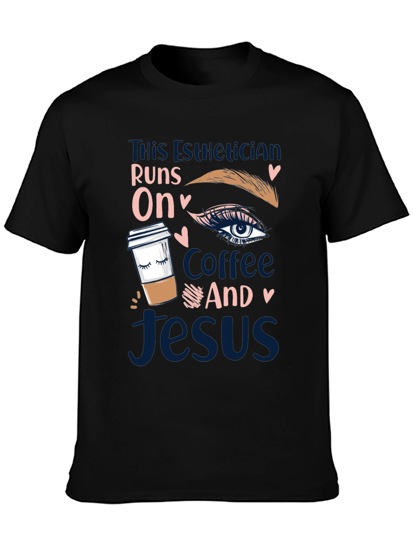 Black Esthetician Coffee and Jesus T-Shirt view 3