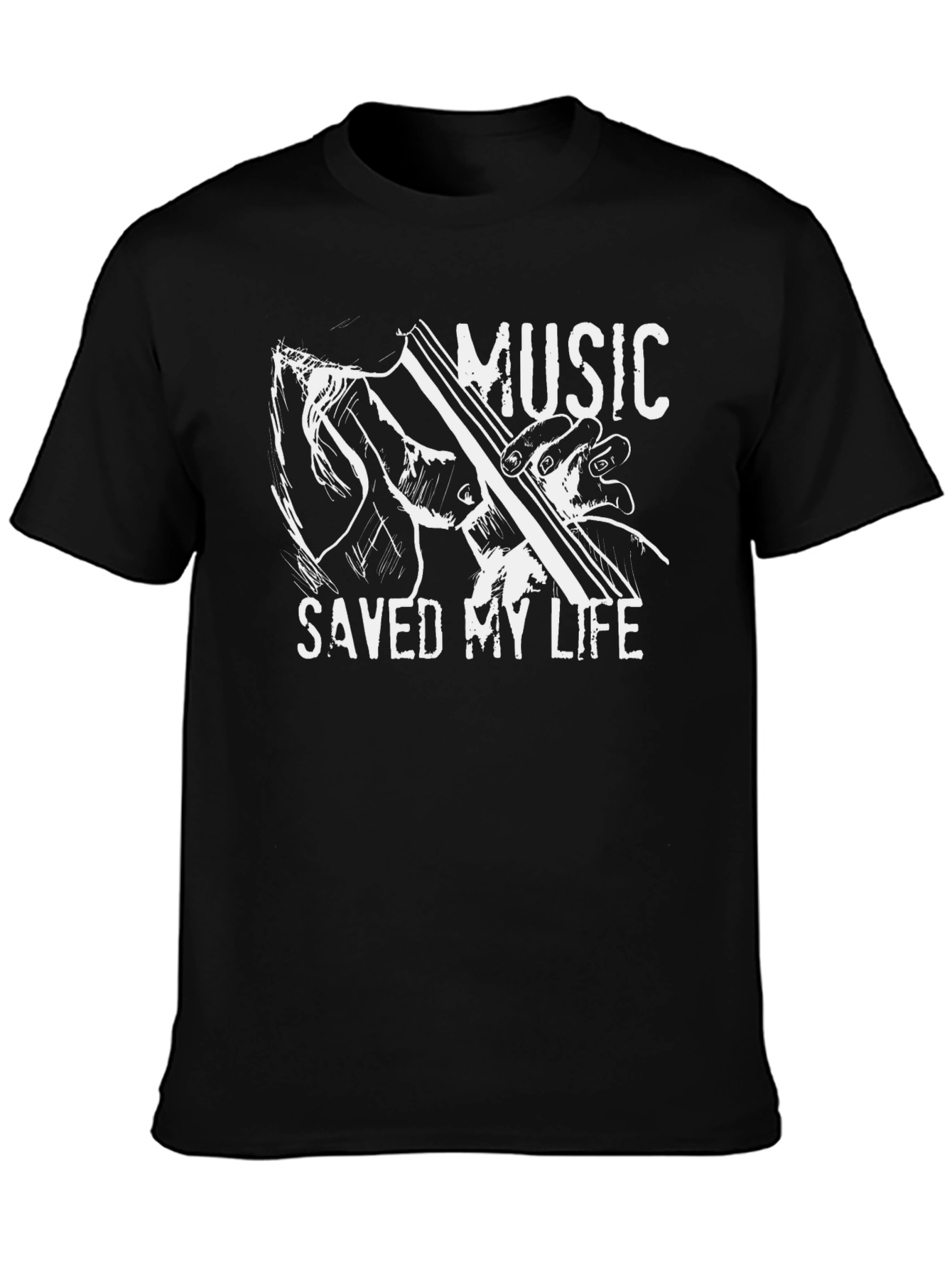 Black Music Saved My Life T-Shirt - Guitar Graphic Tee view 3