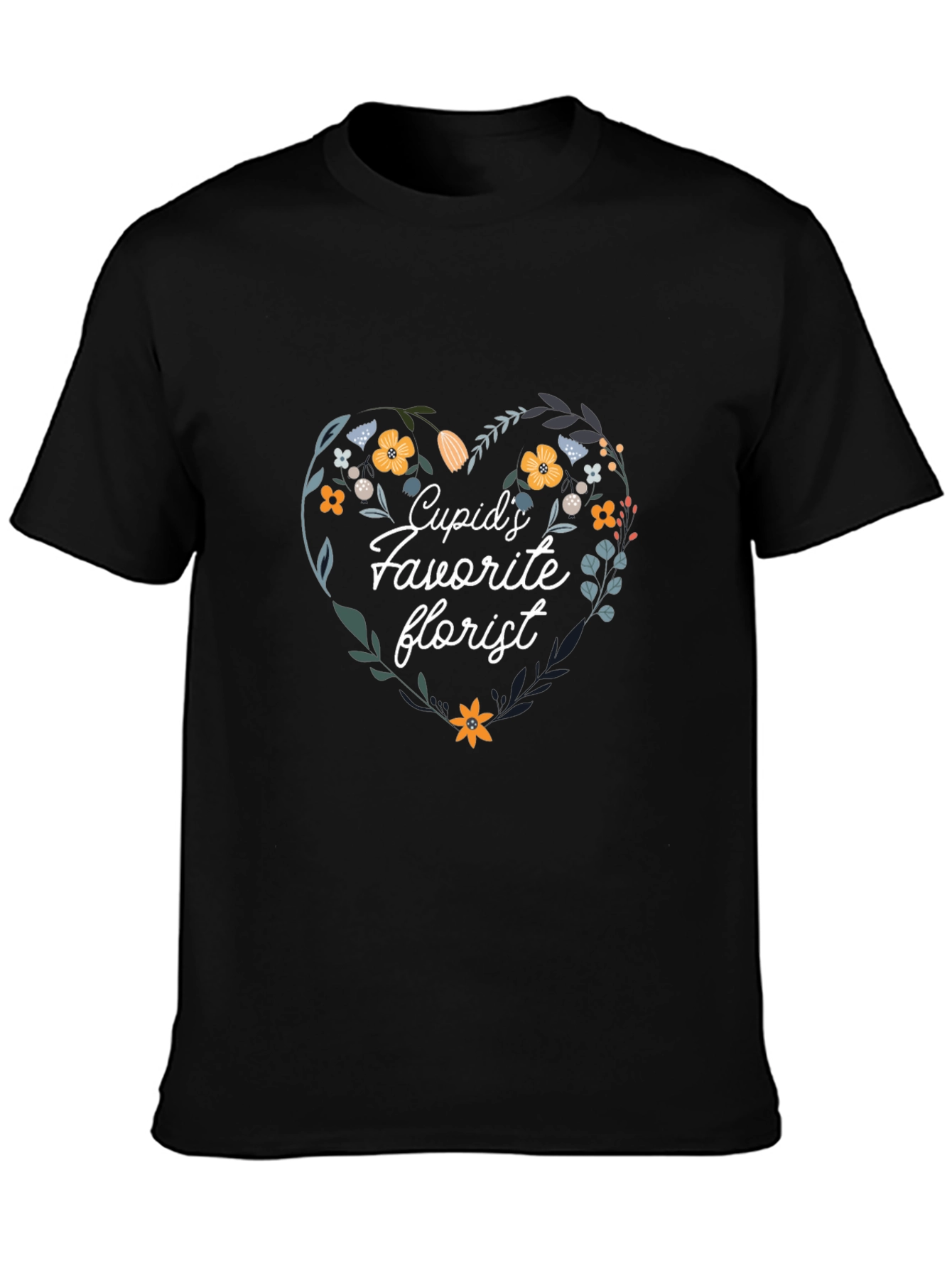 Black Cupid's Favorite Florist Black T-Shirt view 3