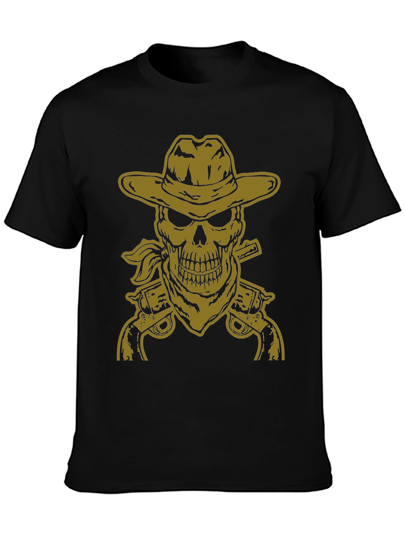 Black Cowboy Skull Graphic Tee - Black view 3