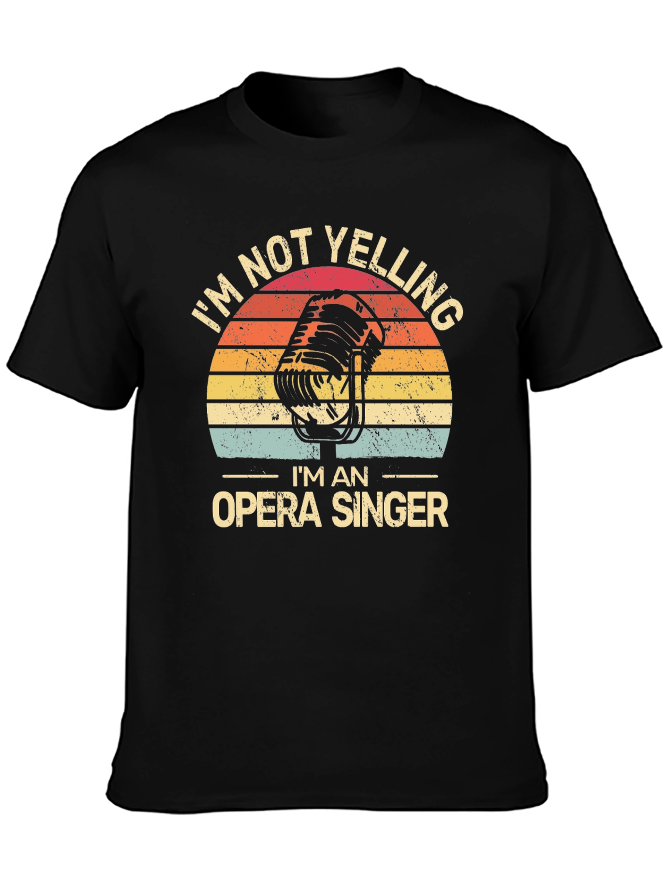 Black Opera Singer T-Shirt - "I'm Not Yelling" Retro Microphone Tee view 3