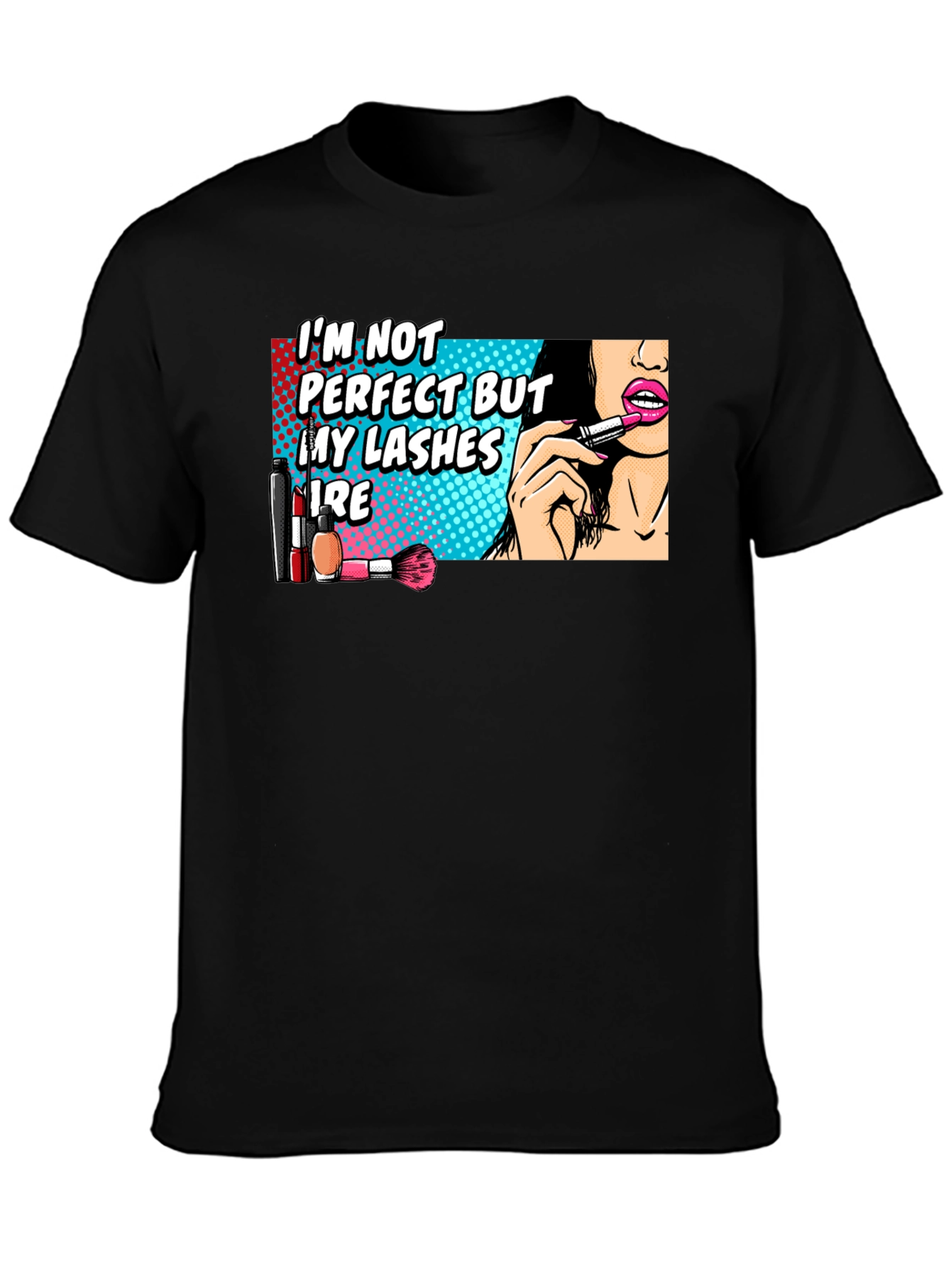 Black Funny Makeup Lover T-Shirt view 3
