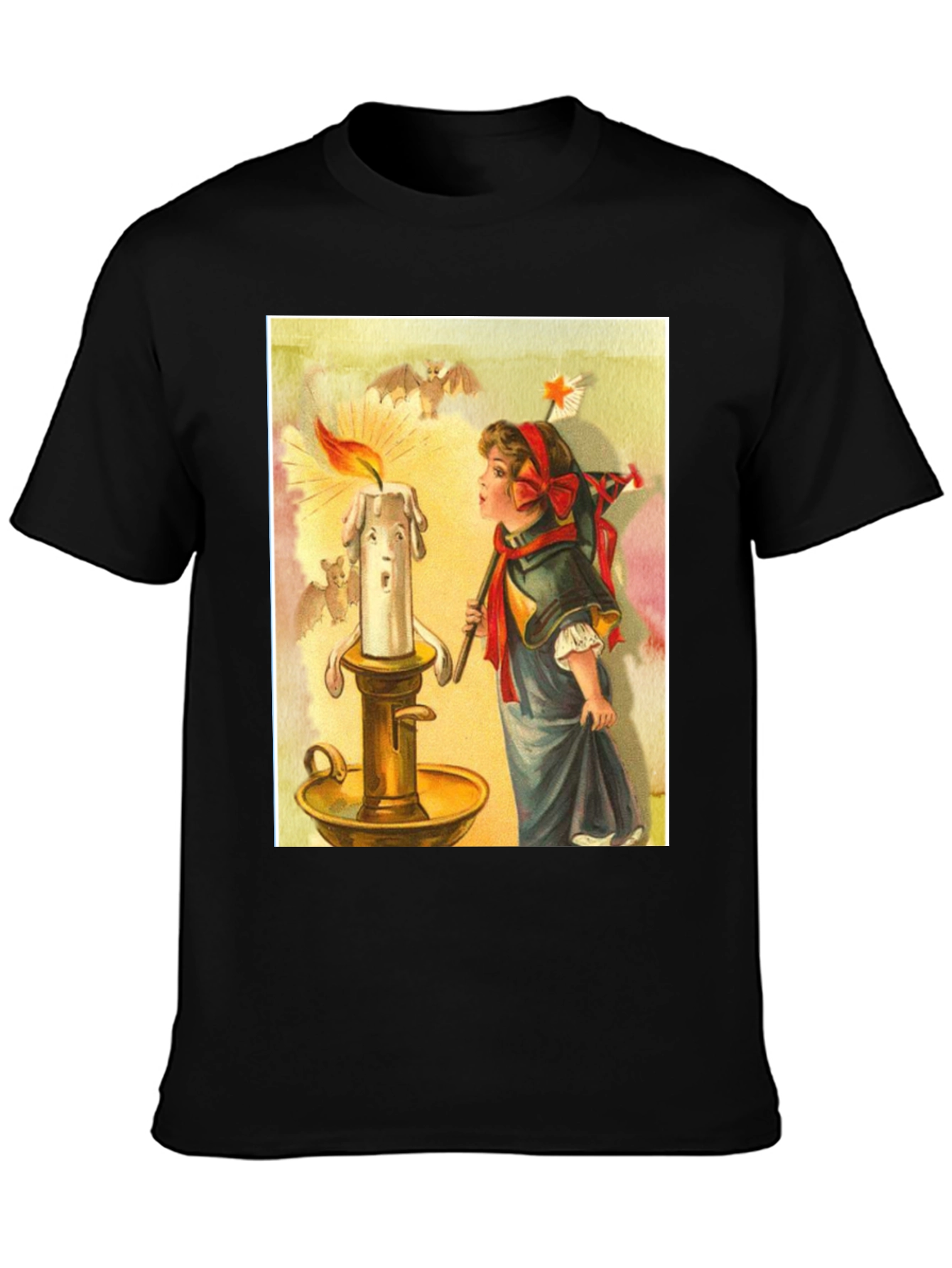 Black Vintage Candle & Girl Graphic Tee view 3