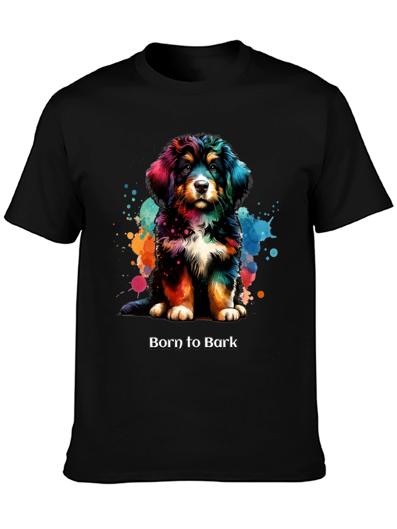 Black Born to Bark Dog T-Shirt view 3