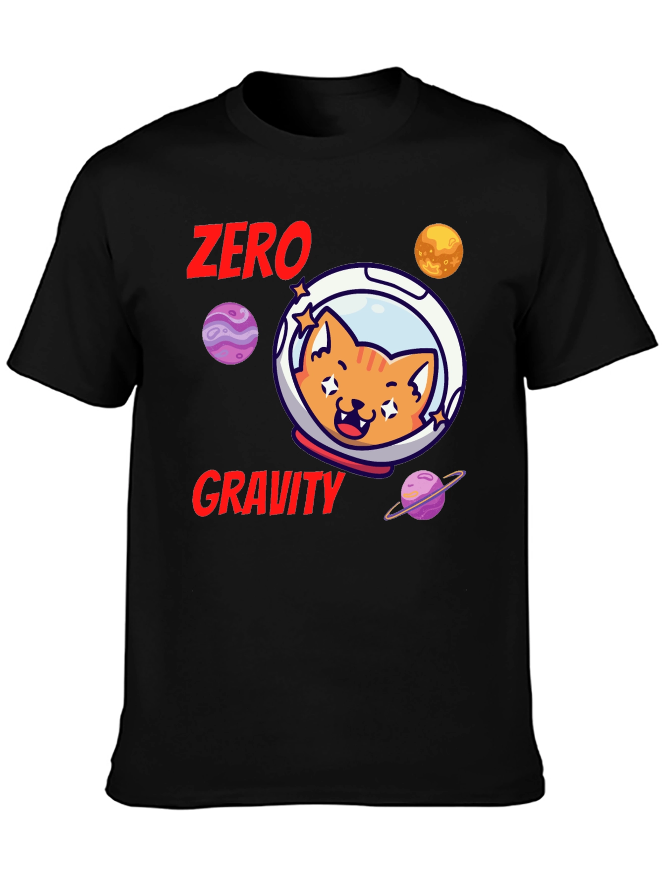 Black Zero Gravity Cat T-Shirt view 3