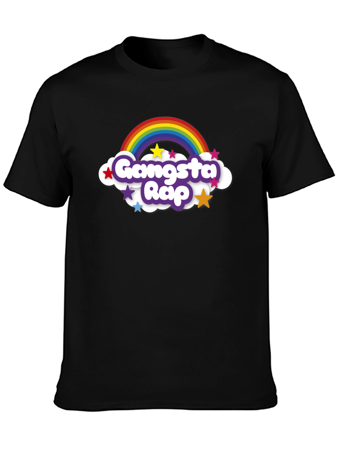 Black Gangsta Rap Rainbow Graphic T-Shirt - Black view 3