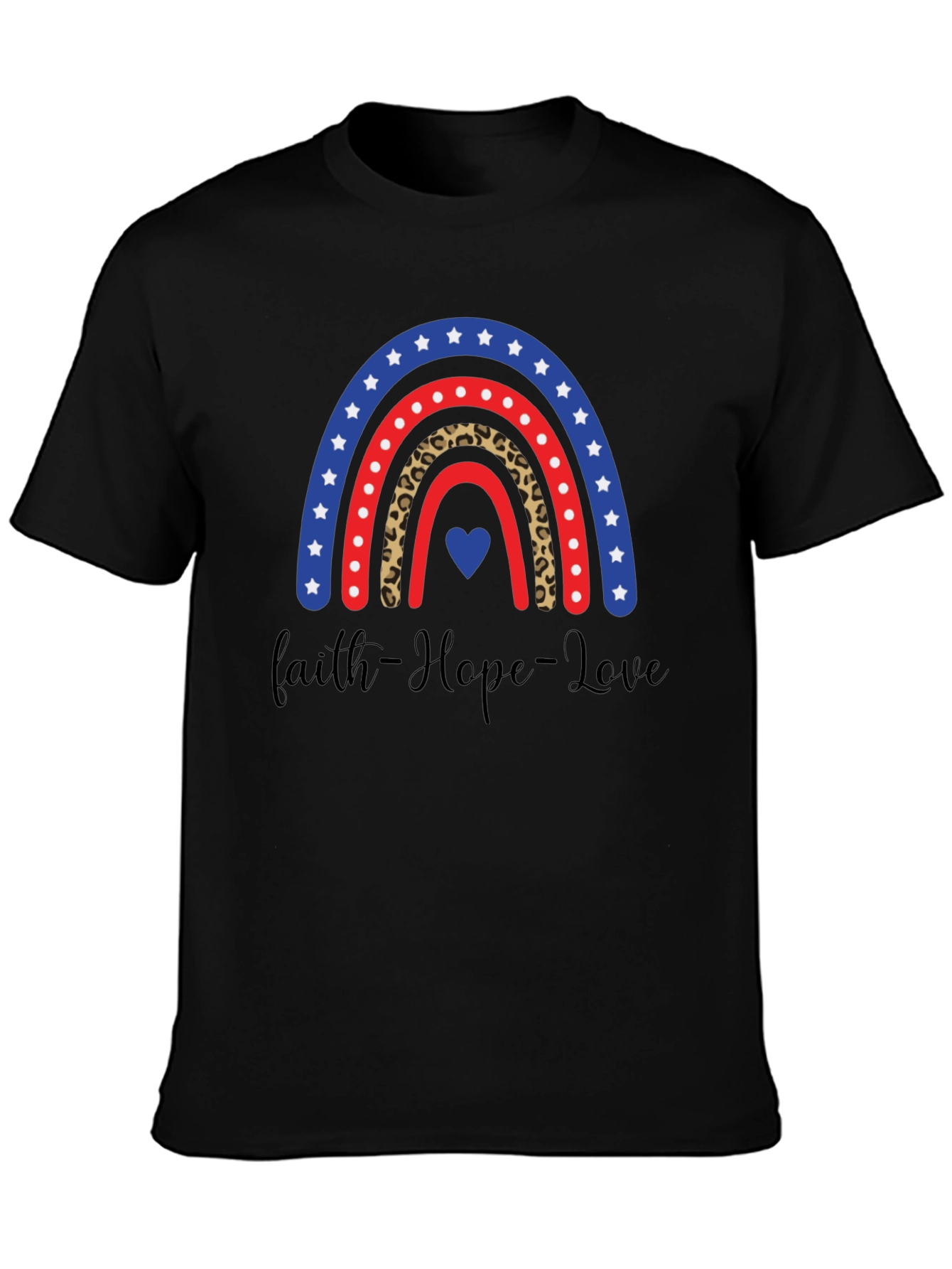 Black Faith Hope Love Rainbow Graphic Tee view 3
