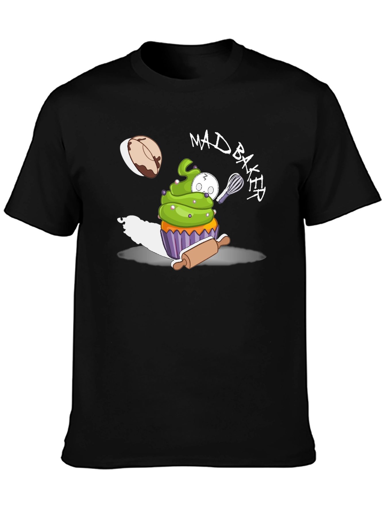 Black Mad Baker Cartoon Graphic T-Shirt view 3