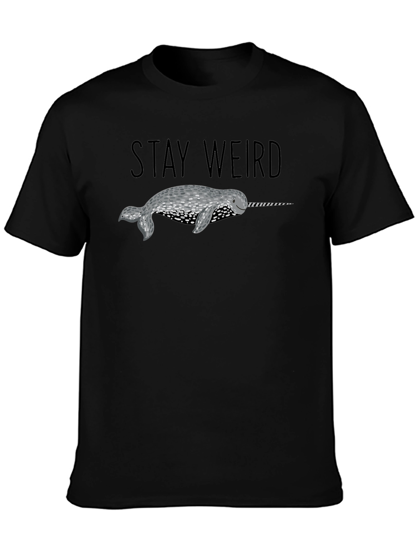 Black Stay Weird Narwhal T-Shirt - Black view 3