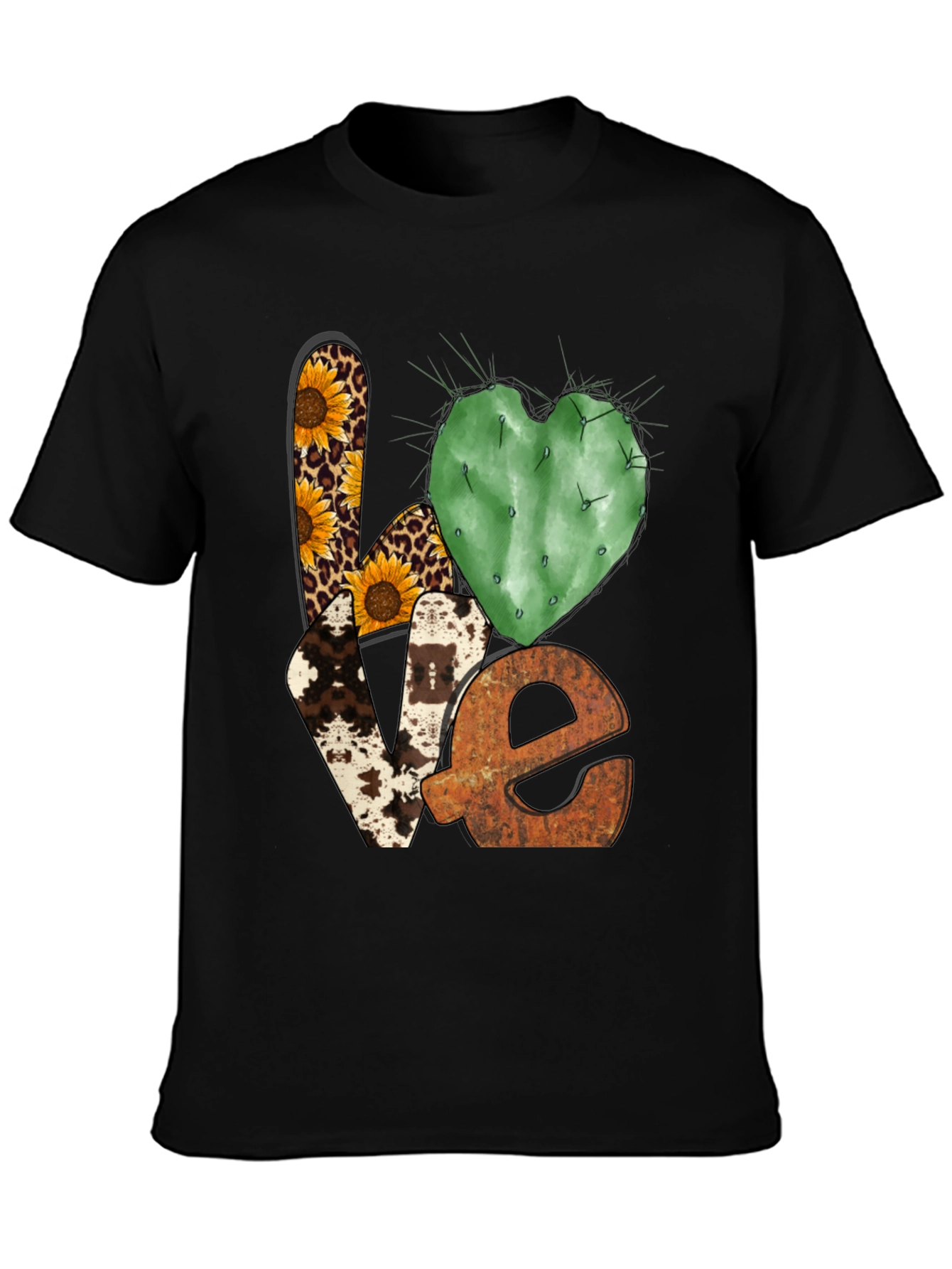 Black LOVE Western Graphic Tee - Cactus Heart view 3