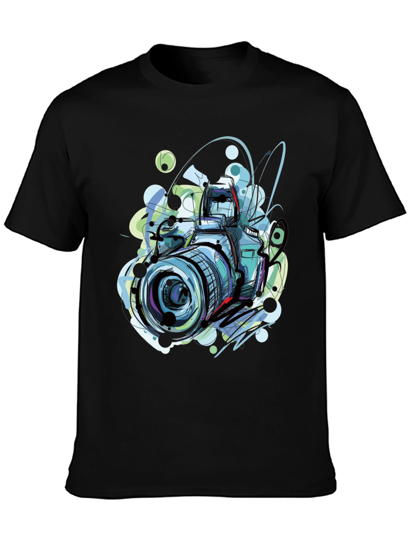 Black Camera Sketch Graphic Tee - Photographer T-Shirt view 3