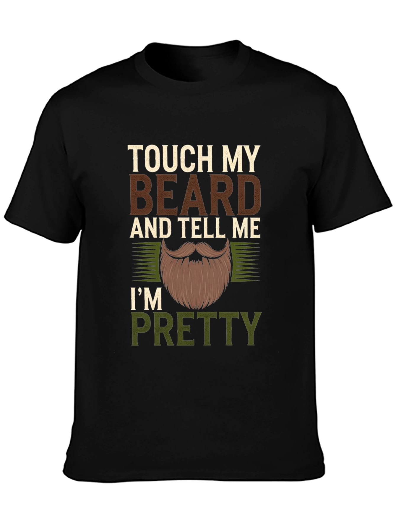 Black Touch My Beard Funny Men's Graphic T-Shirt view 3