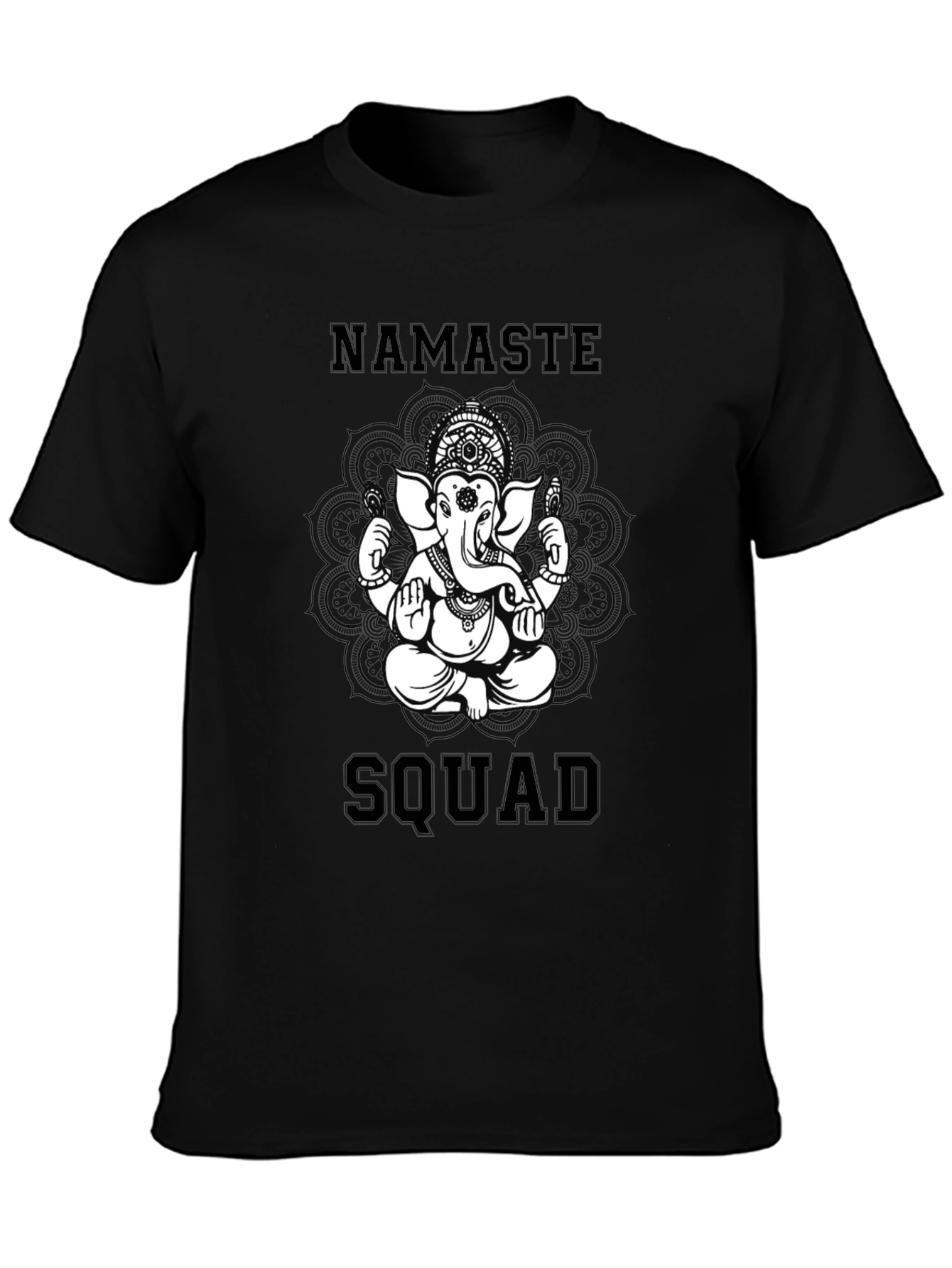 Black Namaste Squad Graphic Tee - Black Cotton T-Shirt view 3