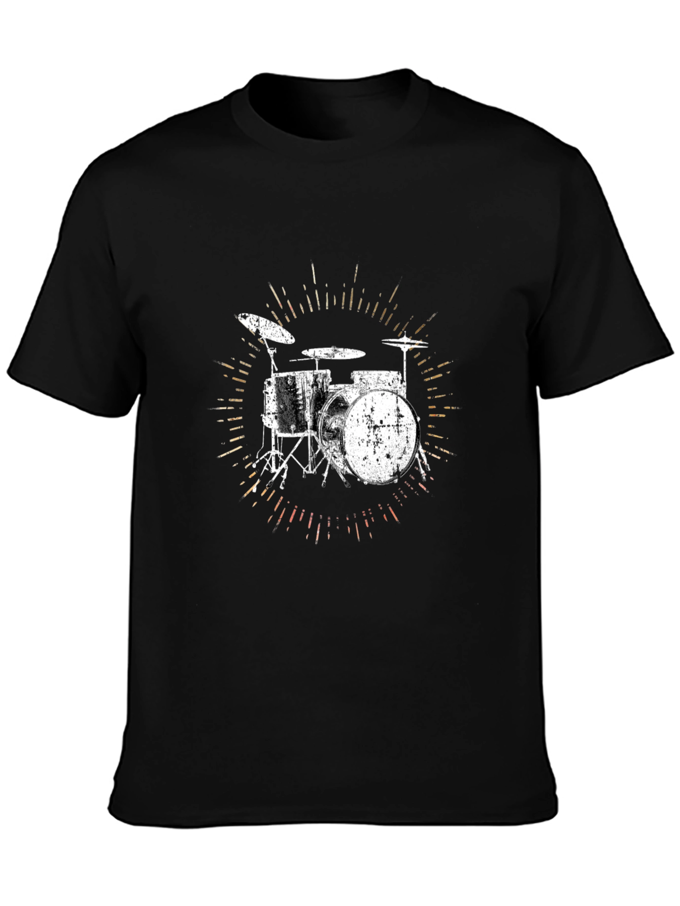 Black Drum Set Graphic T-Shirt - Black Cotton Tee view 3