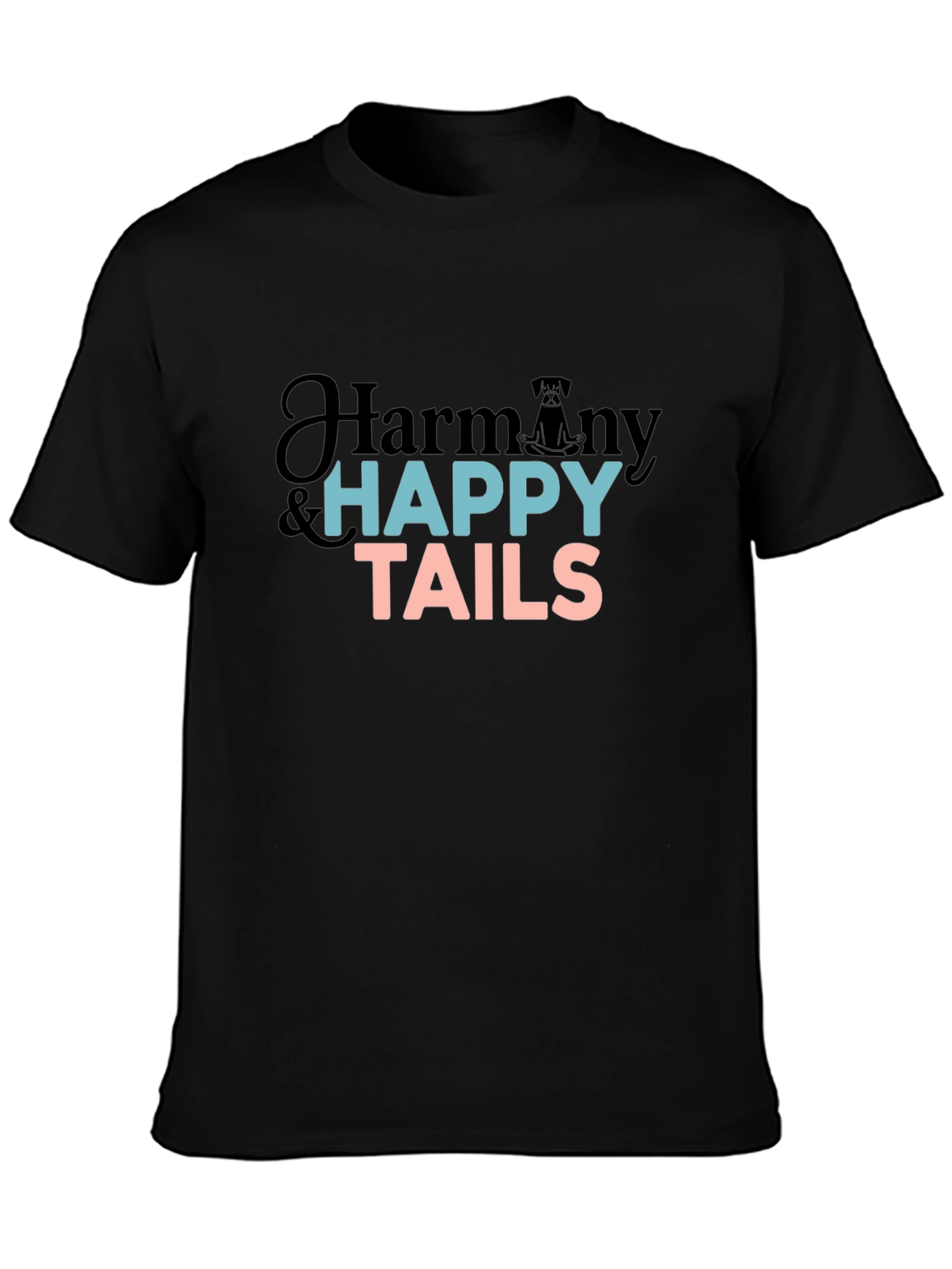Black Harmony & Happy Tails Black T-Shirt view 3