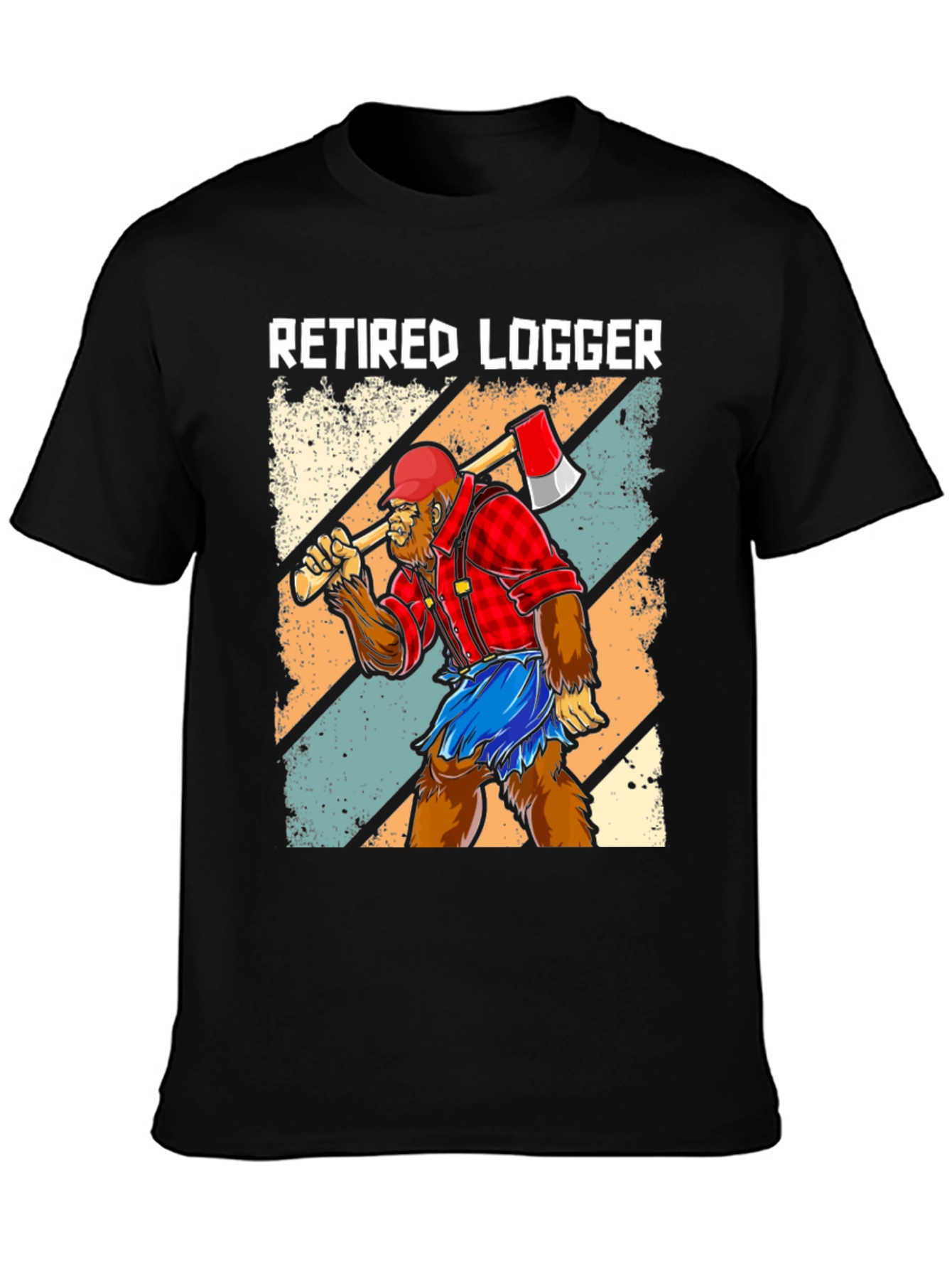 Black Retired Logger Bigfoot Graphic Tee view 3
