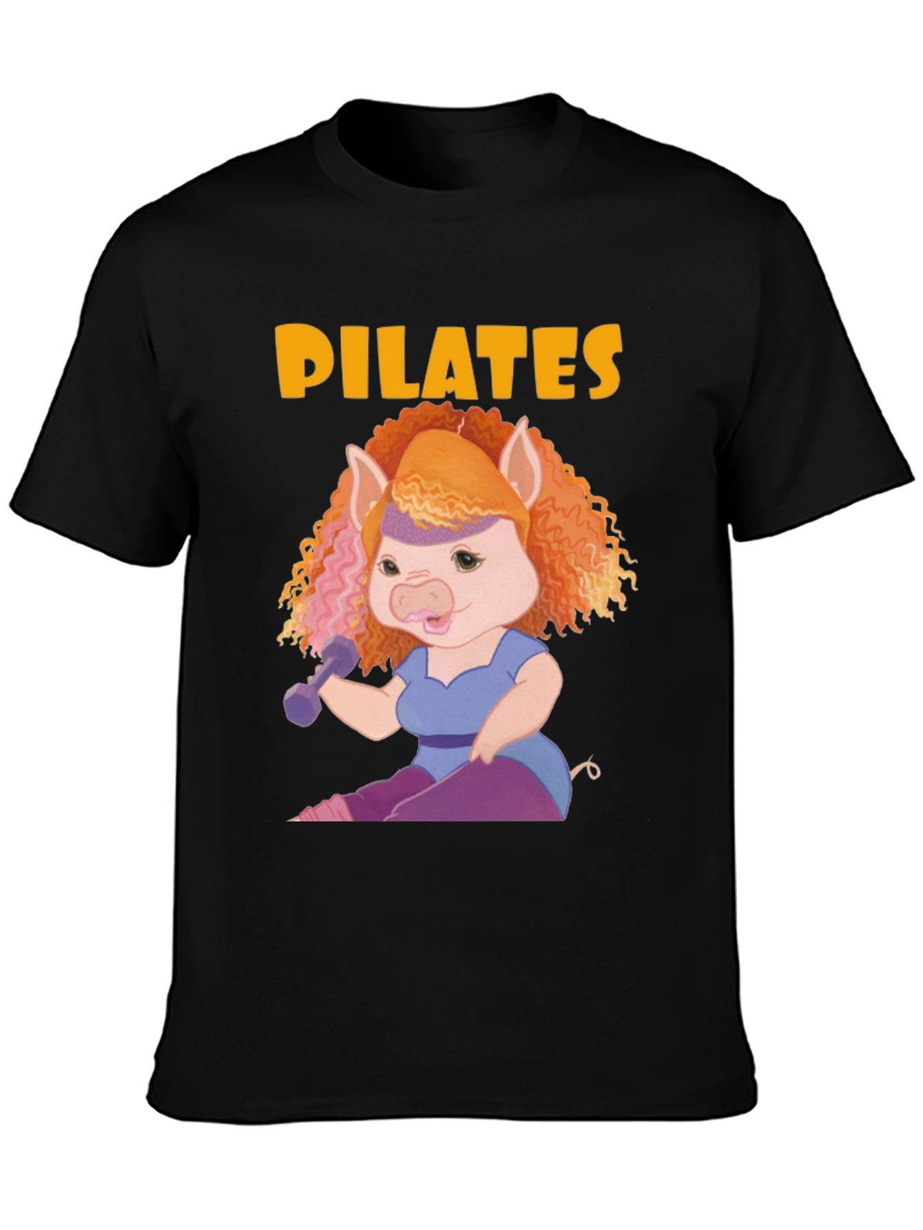 Black Pilates Pig T-Shirt view 3