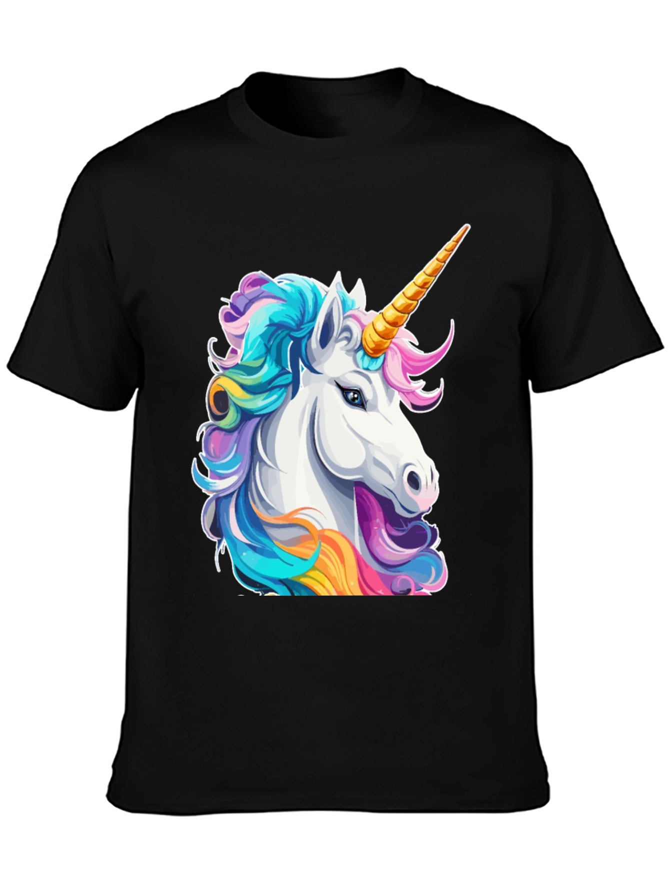 Black Unicorn Graphic Tee - Black Cotton T-Shirt view 3