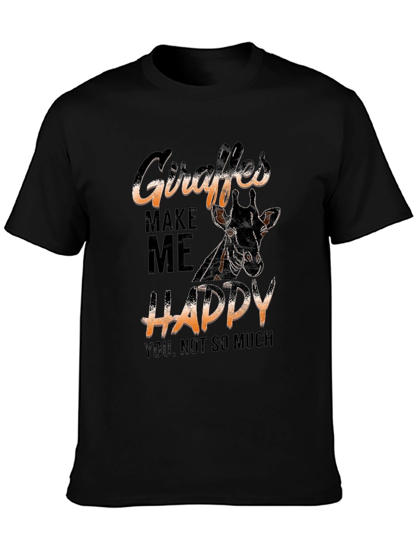 Black Giraffe Lover T-Shirt - "Giraffes Make Me Happy" view 3