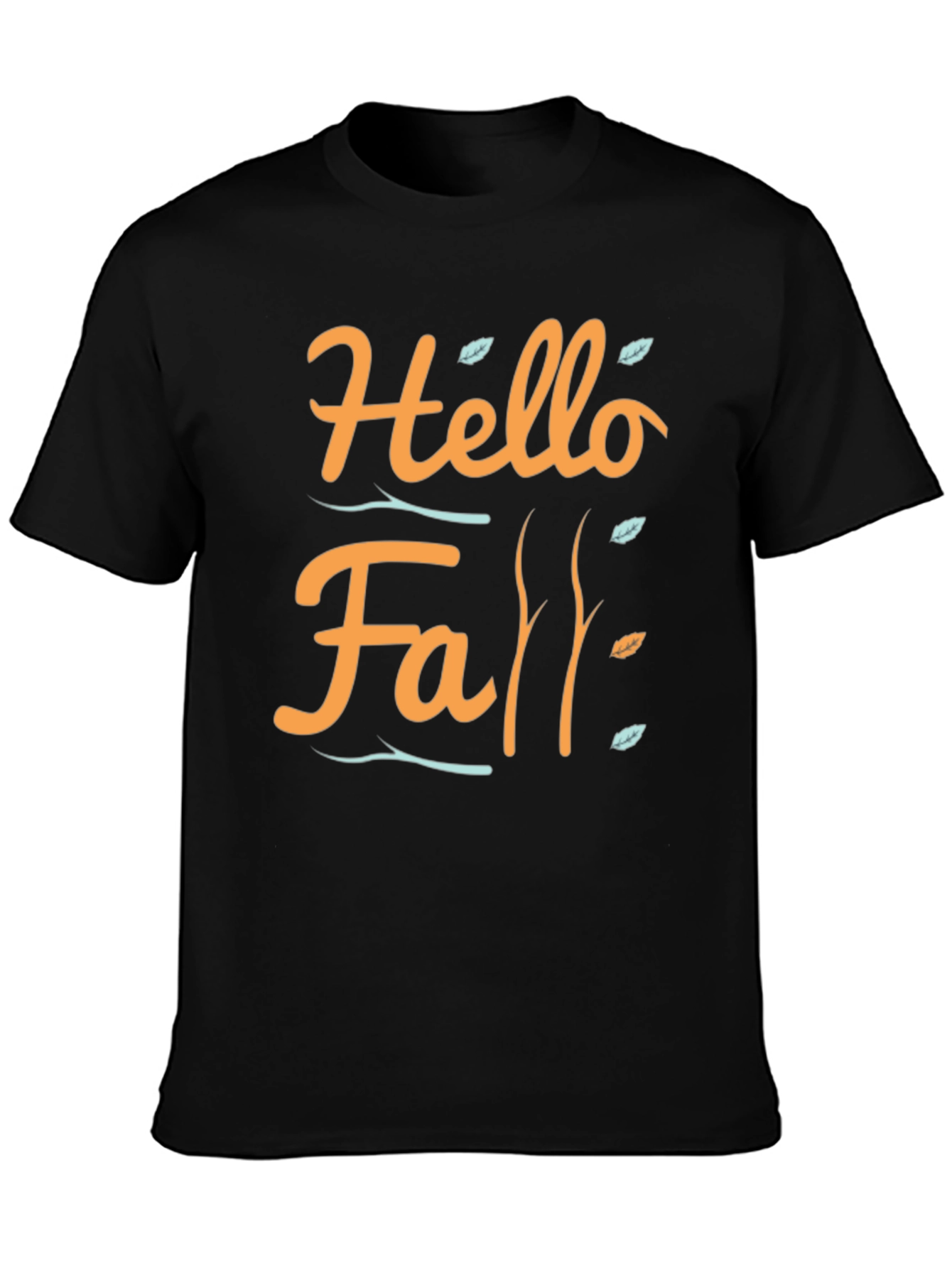 Black Hello Fall T-Shirt - Autumn Season Apparel view 3