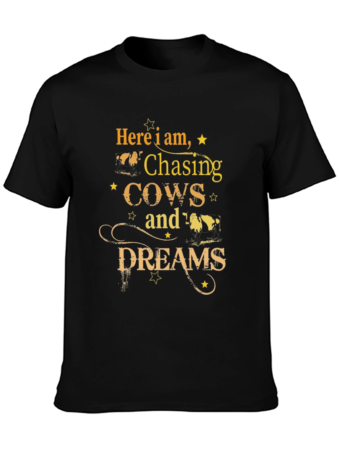 Black Chasing Cows and Dreams Graphic T-Shirt view 3