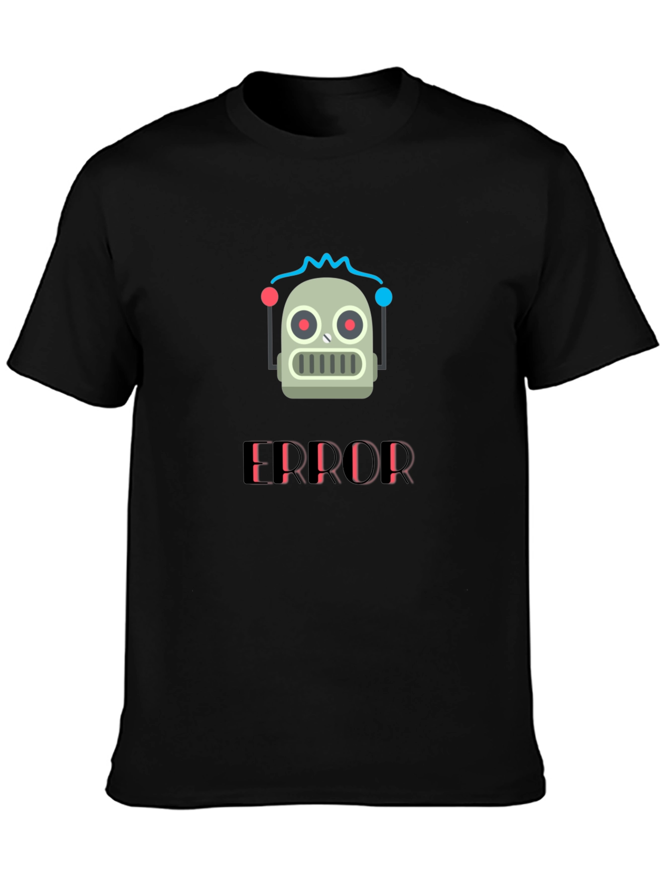 Black Error Robot Graphic T-Shirt - Black Cotton Tee view 3