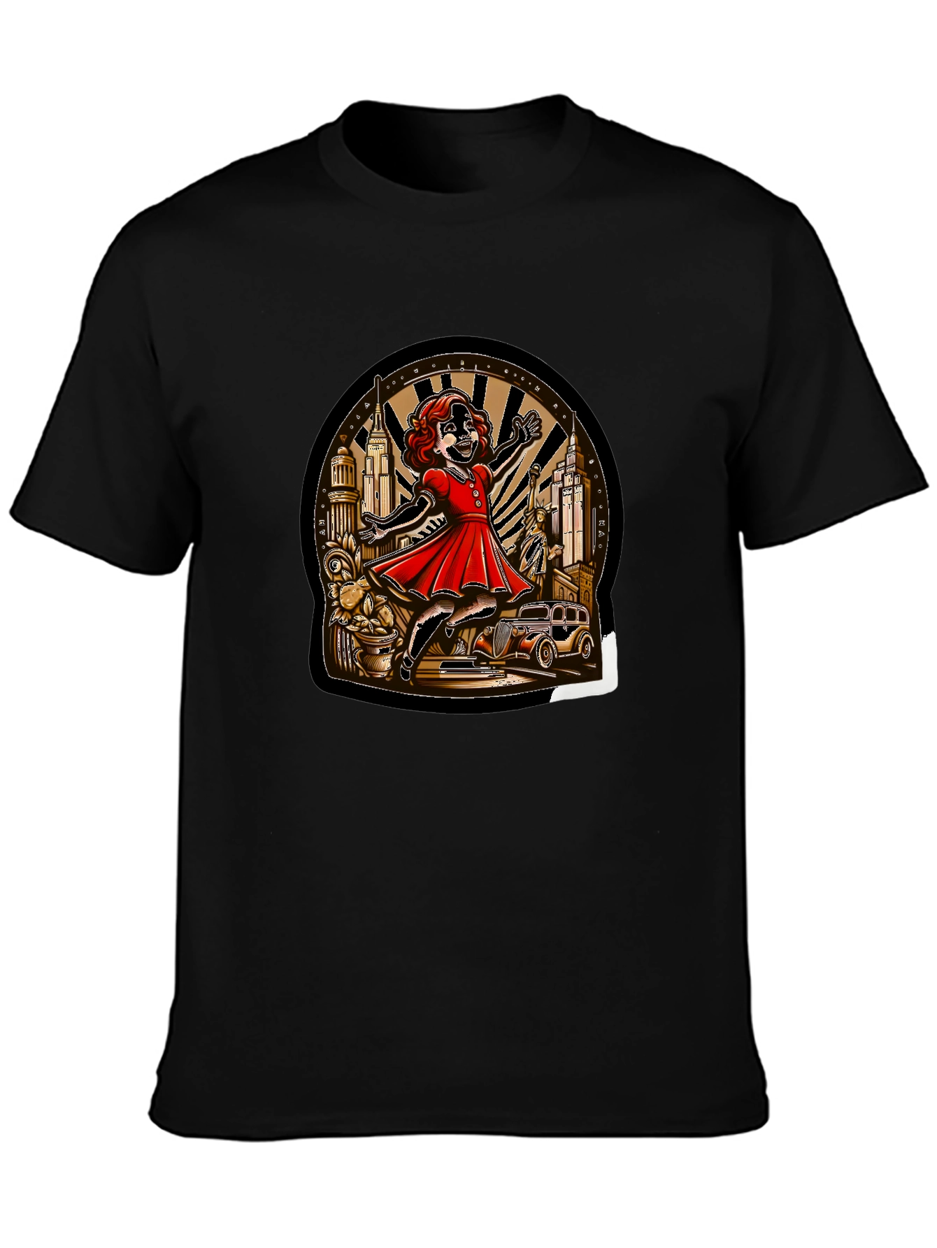 Black Vintage Cartoon Art T-Shirt view 3